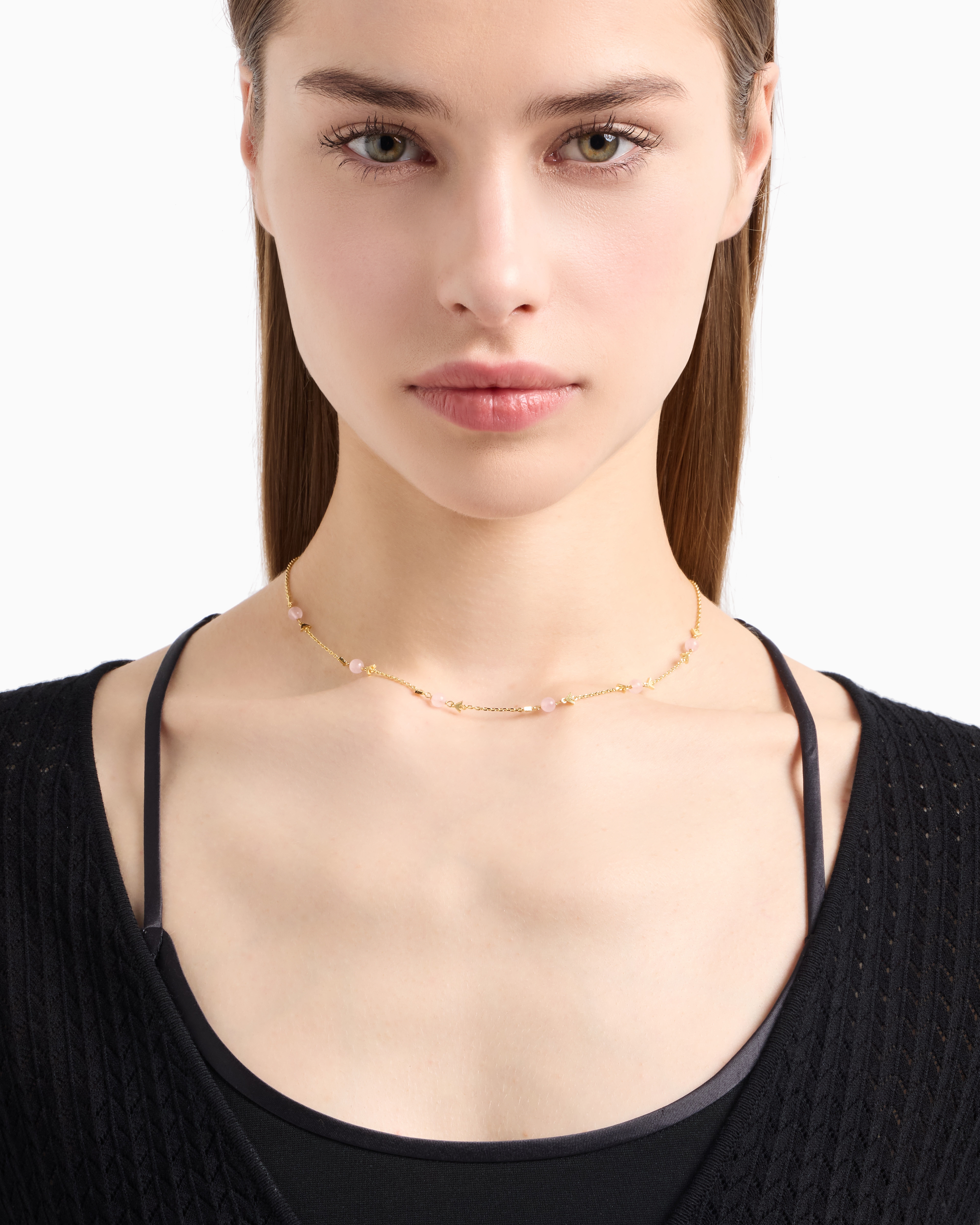 EMPORIO ARMANI GOLD-TONE BRASS STATION NECKLACE