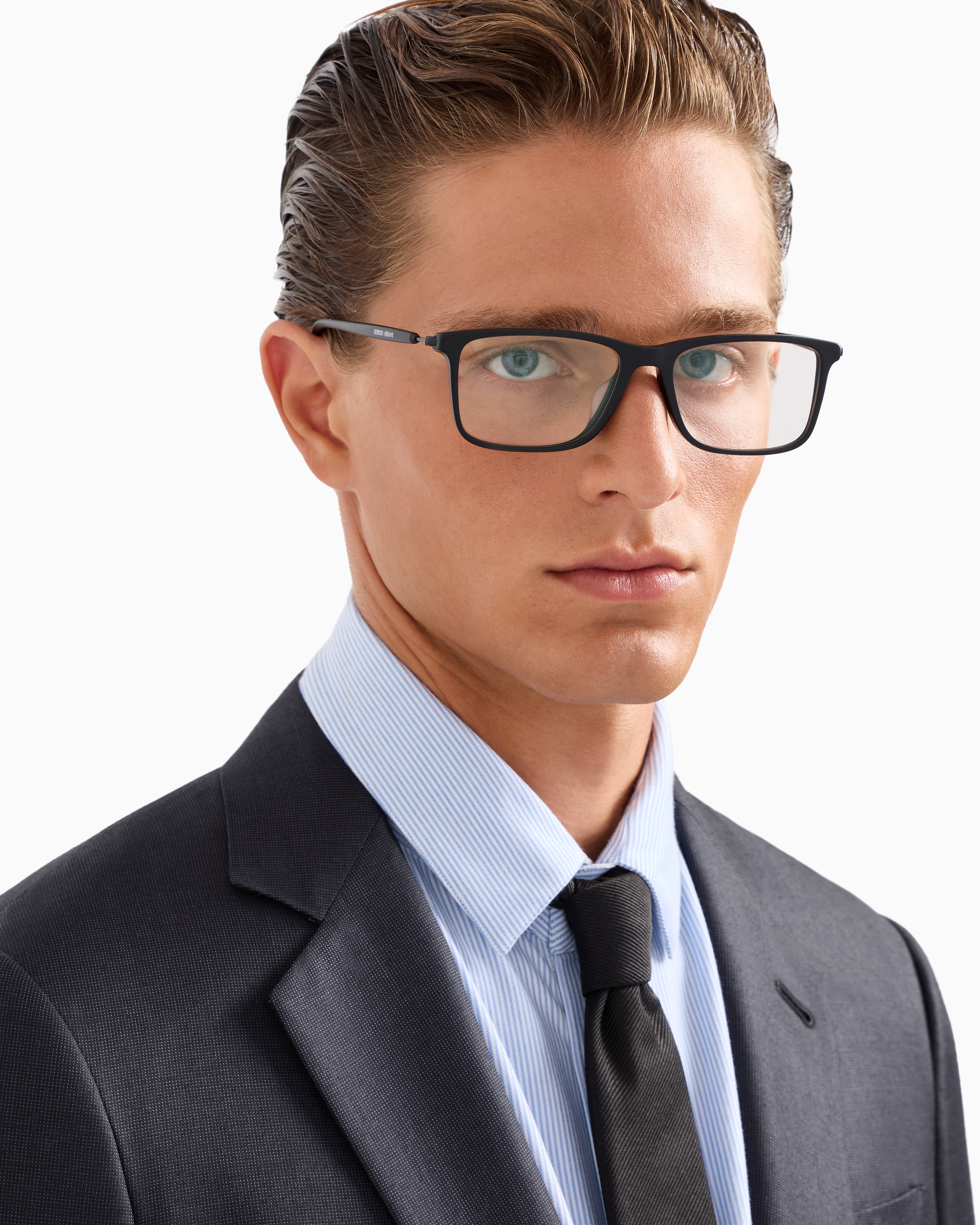 Giorgio Armani Men's Rectangular Glasses In Black
