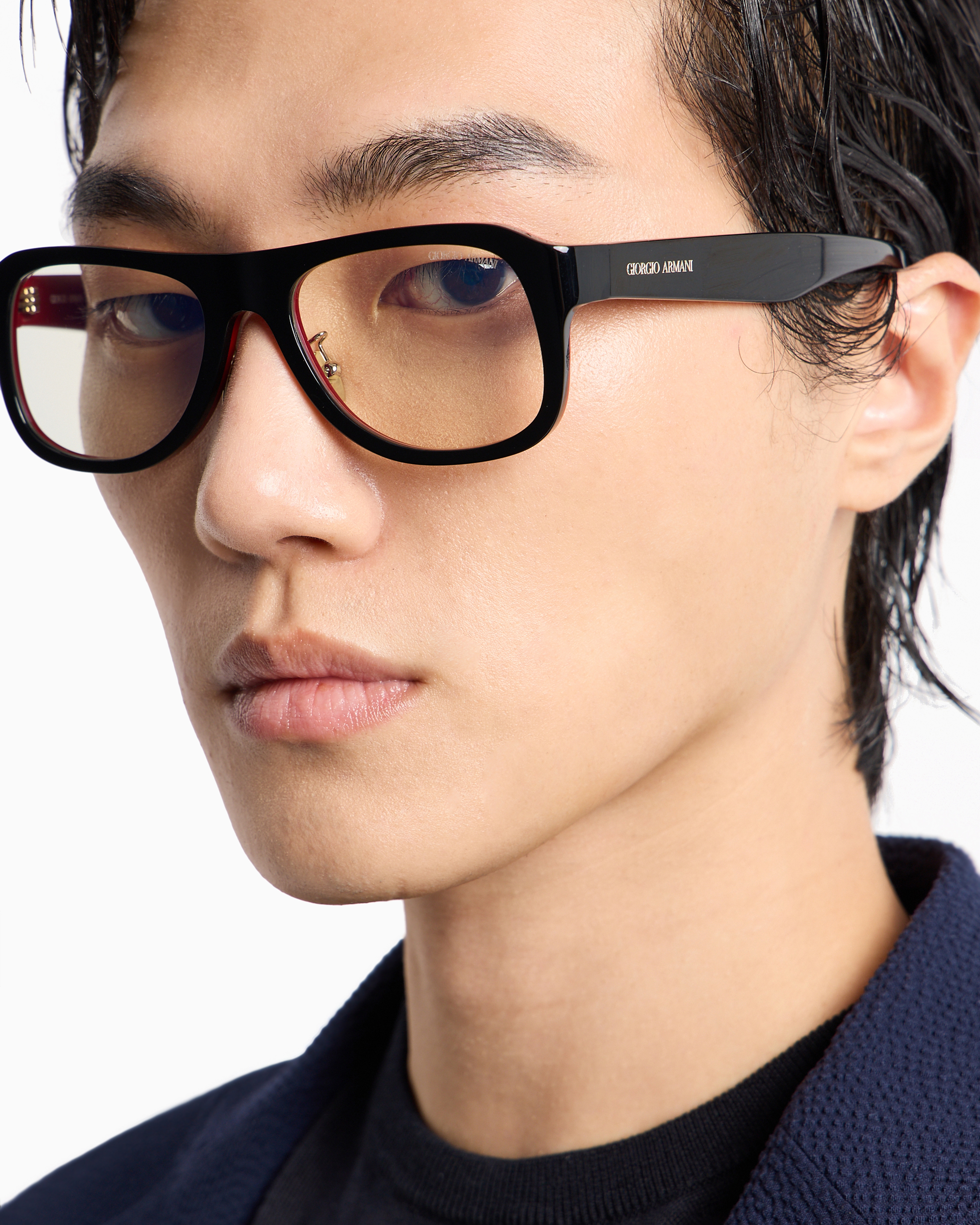 Giorgio Armani Men's Rectangular Glasses In Black