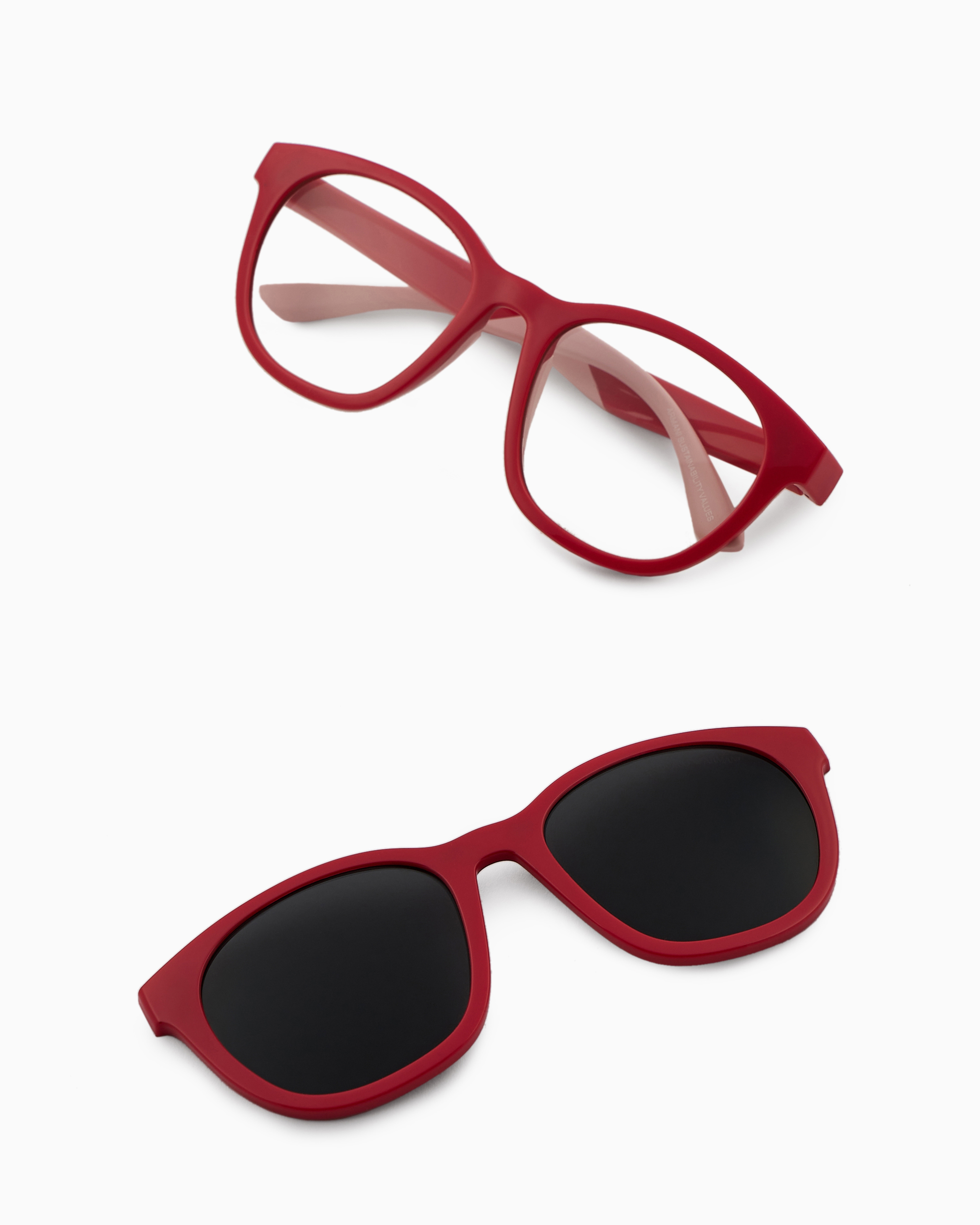 Emporio Armani - Panto-shaped junior sunglasses with clip-on lenses, Boy, Red, Size: 47L