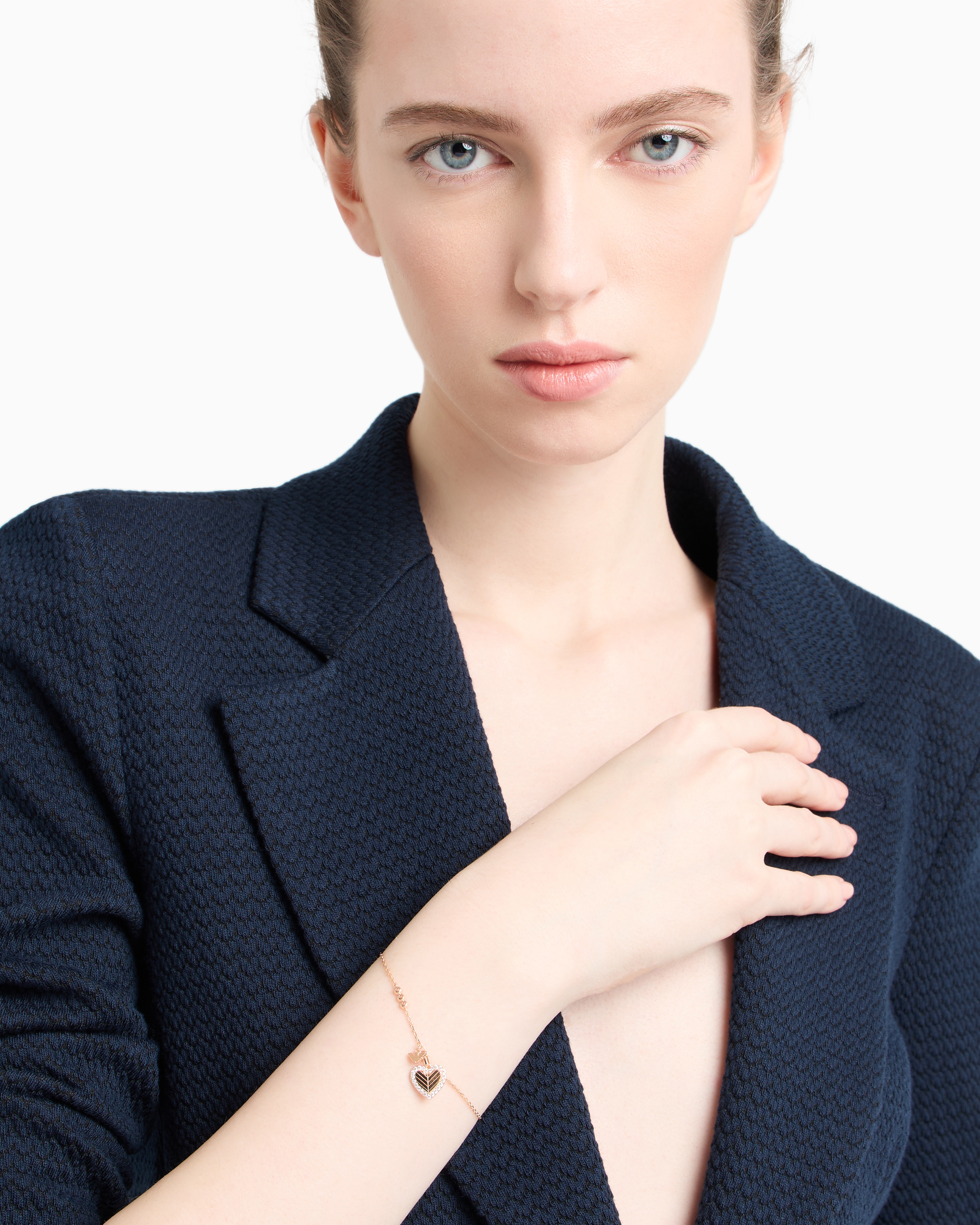 EMPORIO ARMANI ROSE GOLD-TONE STERLING SILVER STATION BRACELET