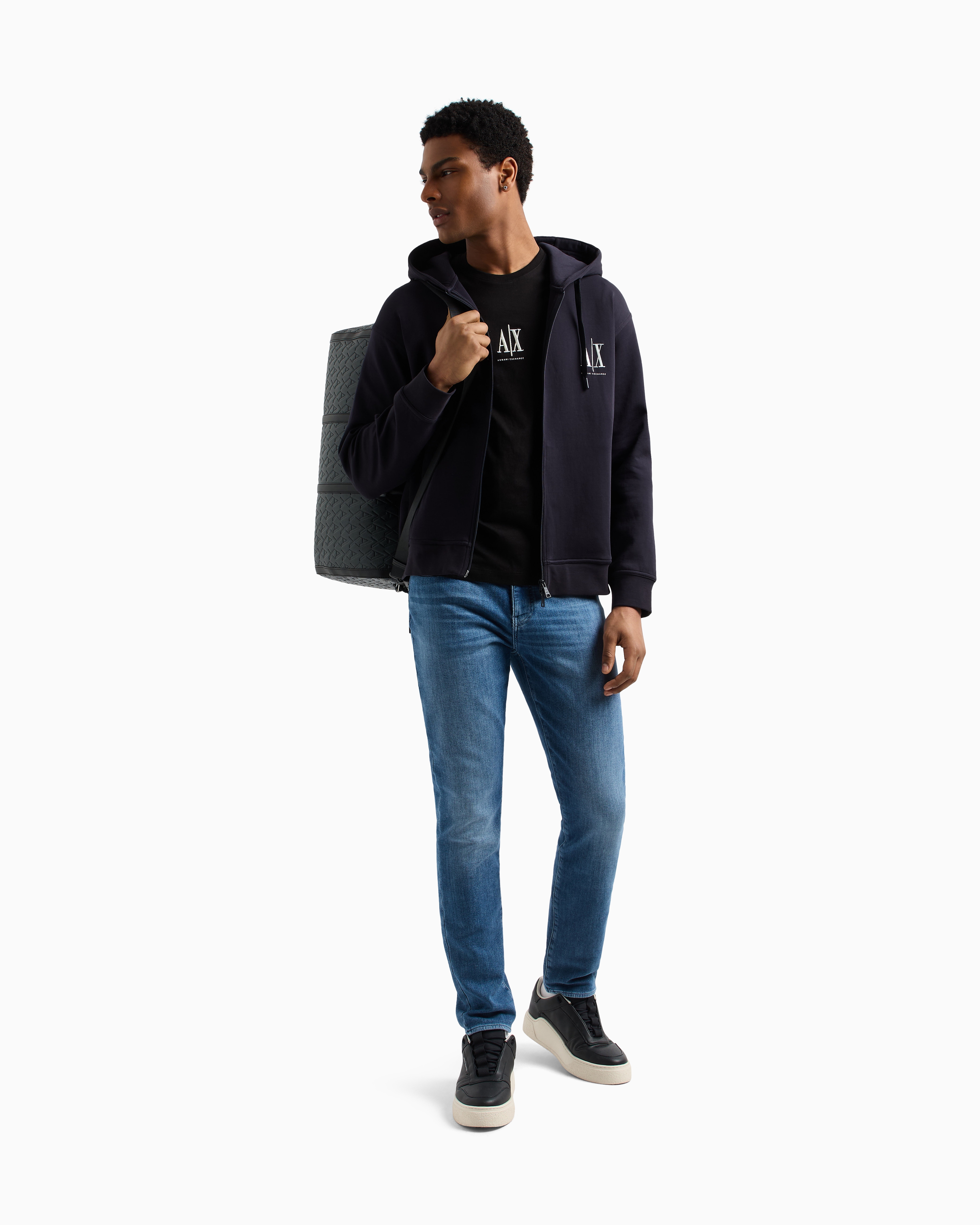 Armani Exchange Zip-up Sweatshirts In Navy Blue