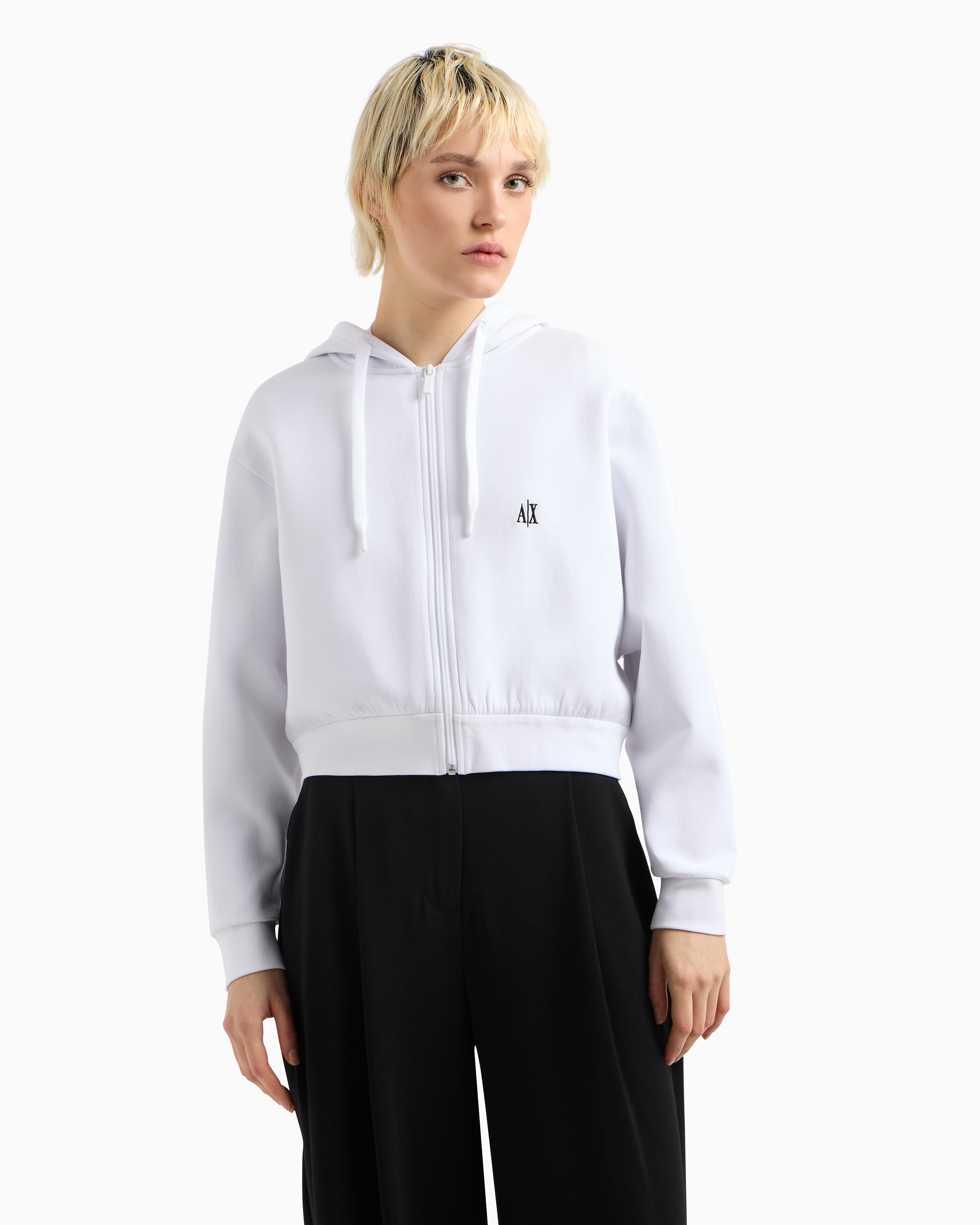 Armani Exchange Logo-embroidered Zip-up Sweatshirt In White