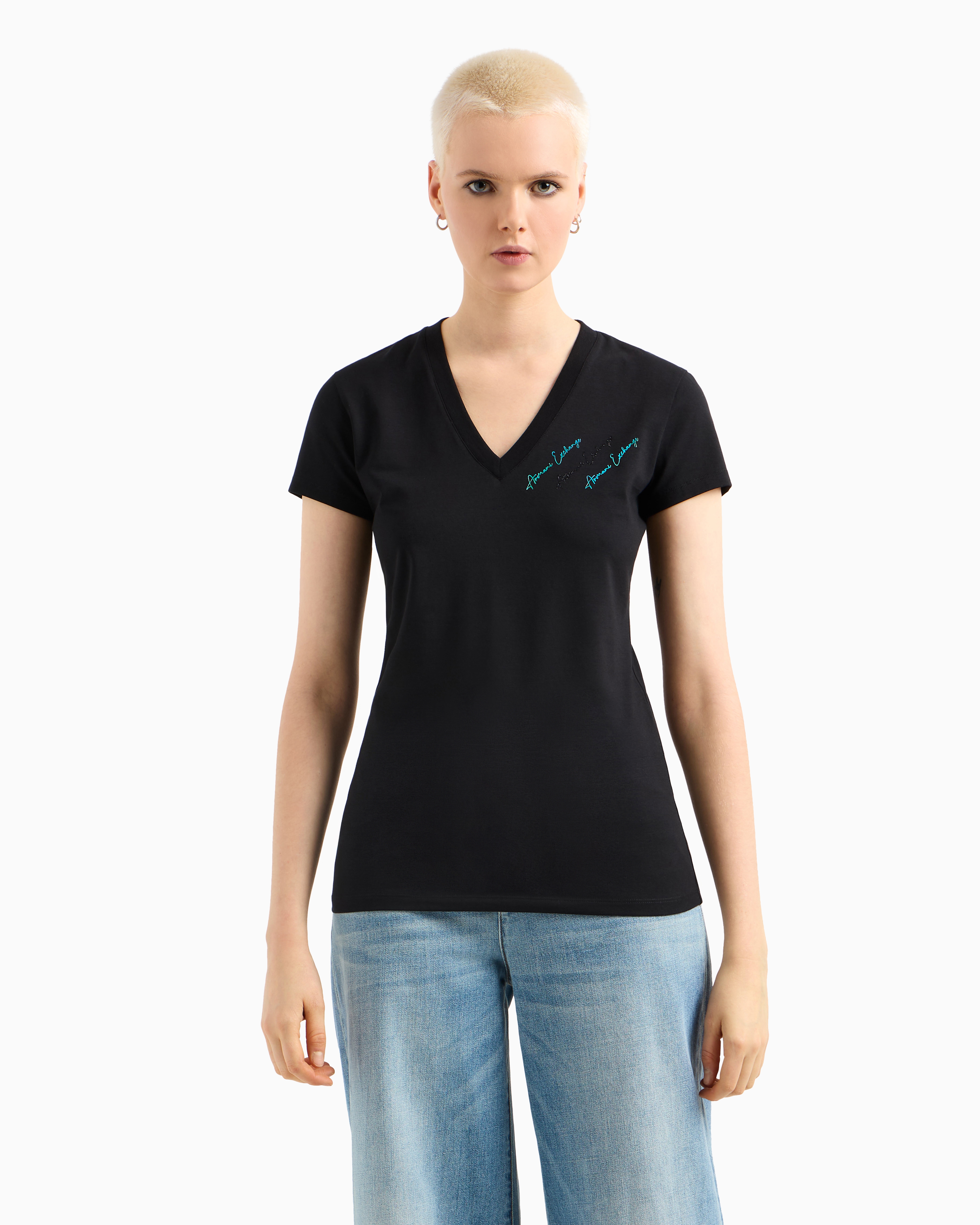 Armani Exchange Slim Fit T-shirts In Black