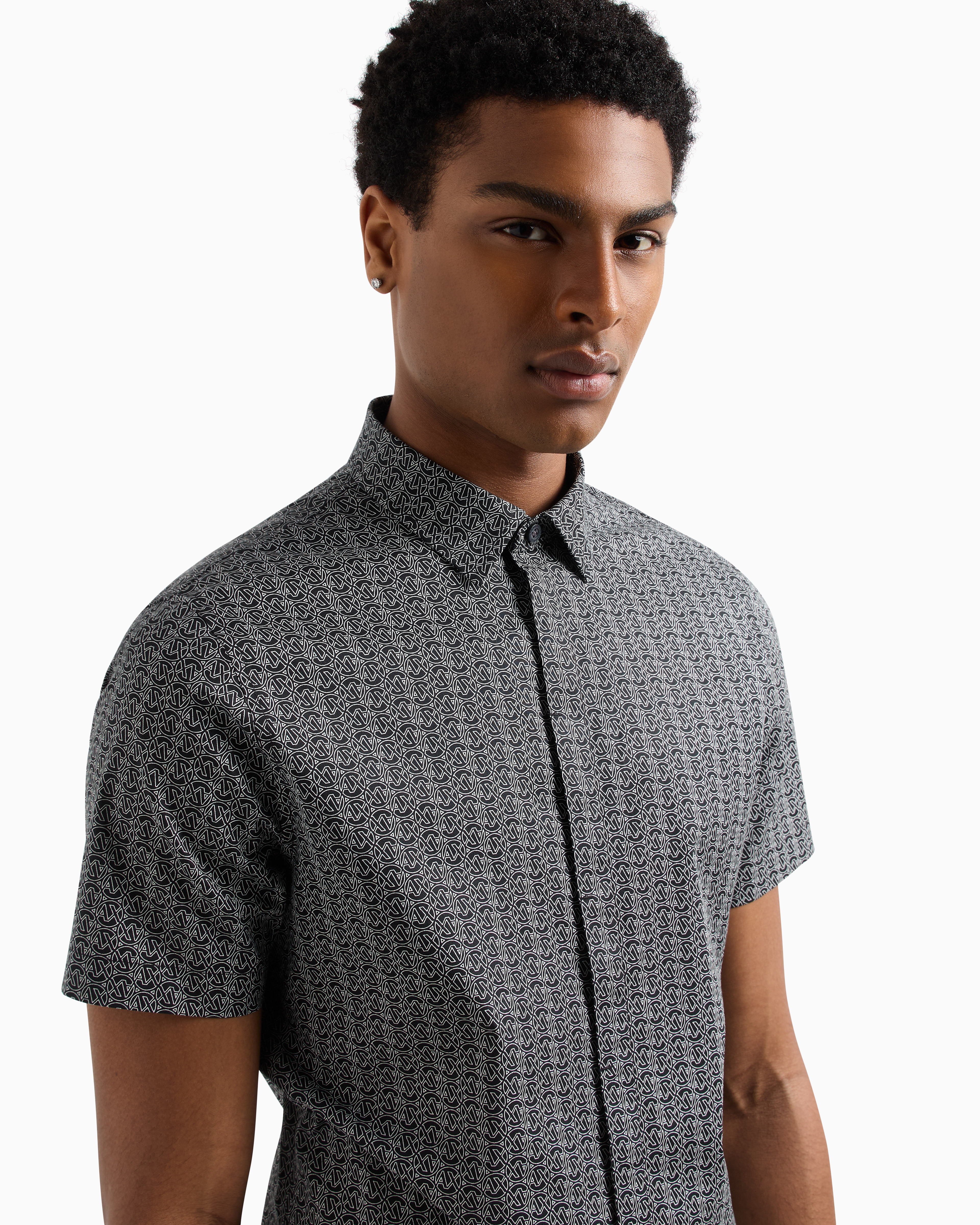 Armani Exchange - Slim fit short sleeve shirt, Man, Black, Size: