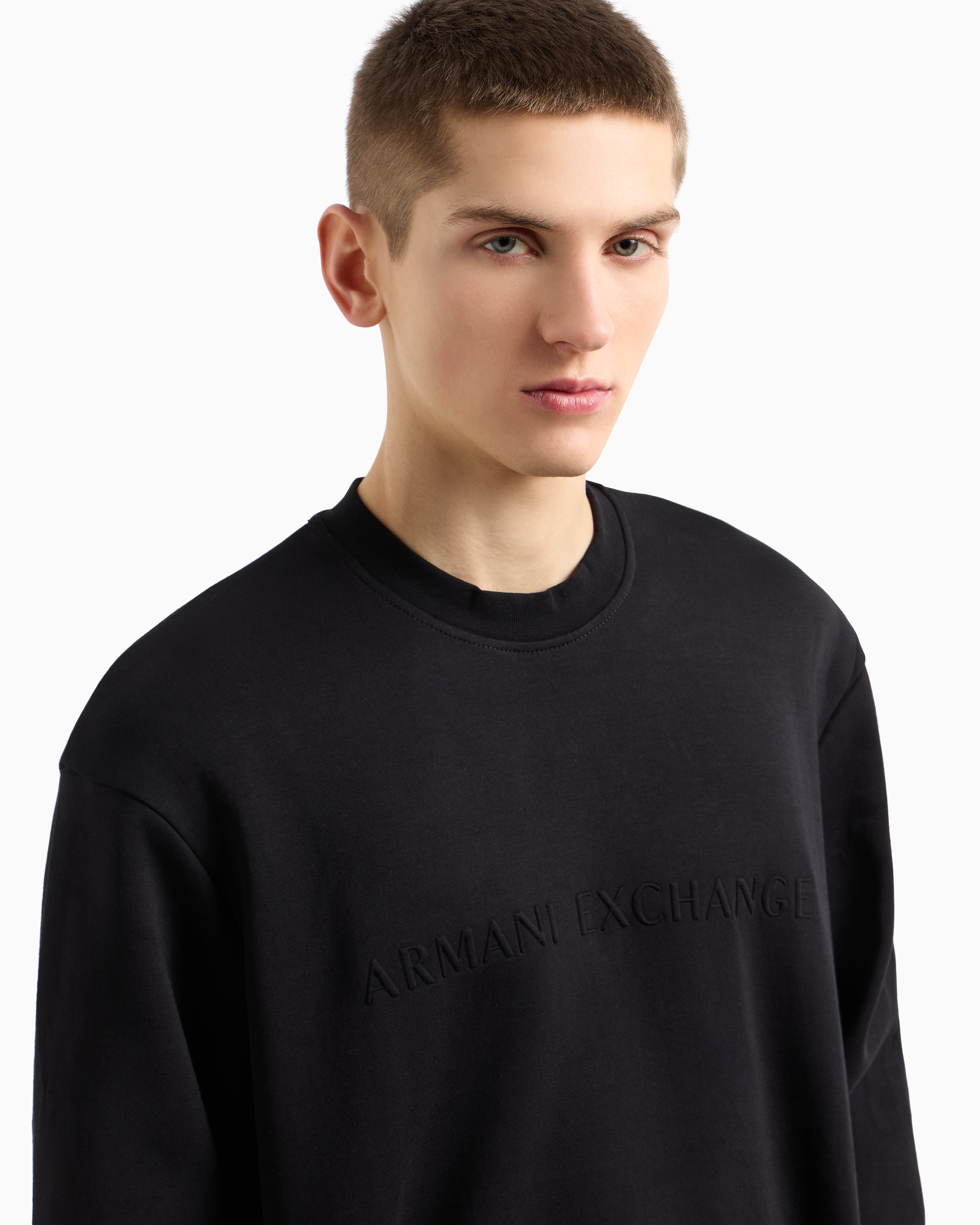 Armani Exchange - Crewneck cotton blend sweatshirt, Man, Black, Size: