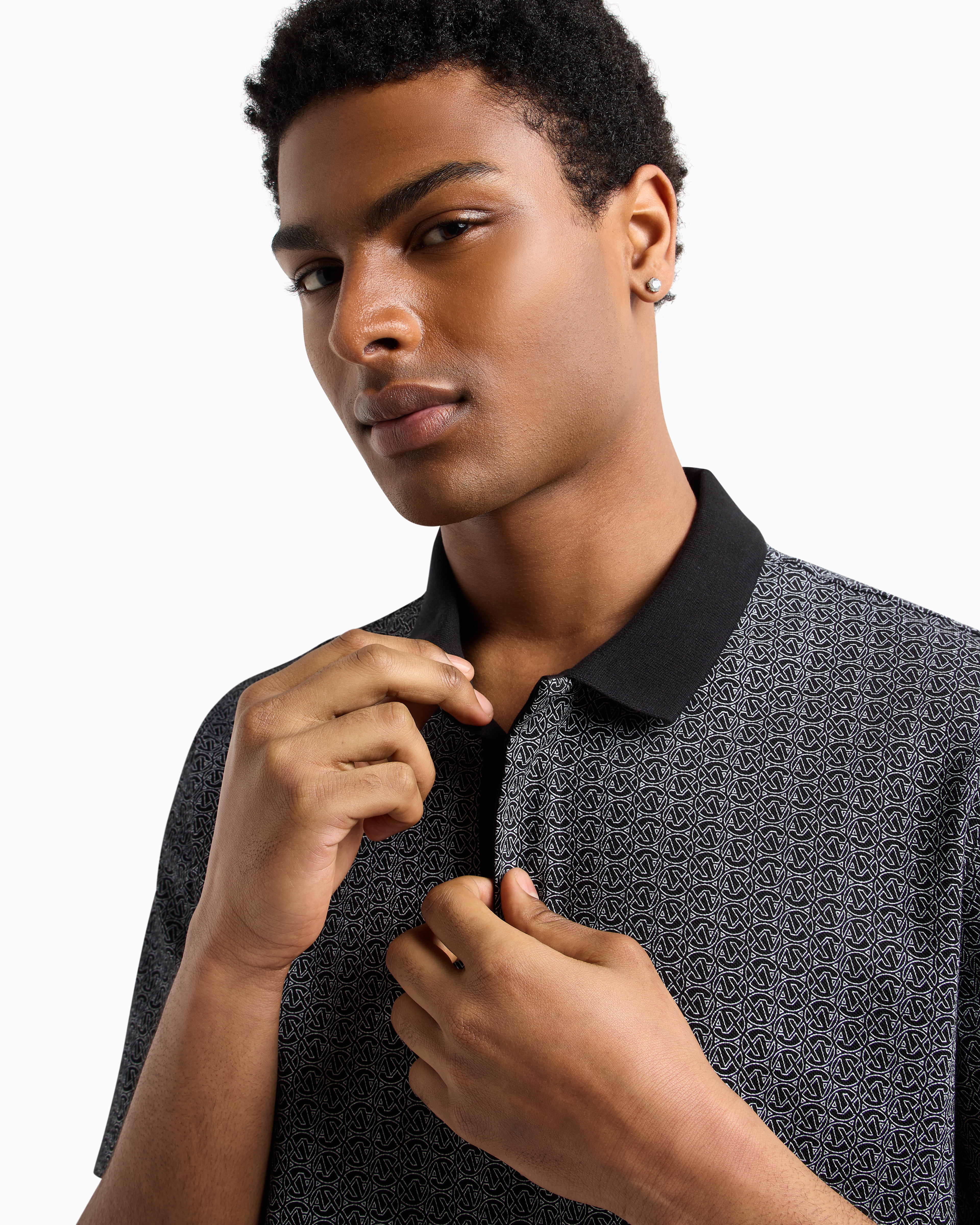 Armani Exchange - Regular fit polo shirt stretch jersey, Man, Black, Size: