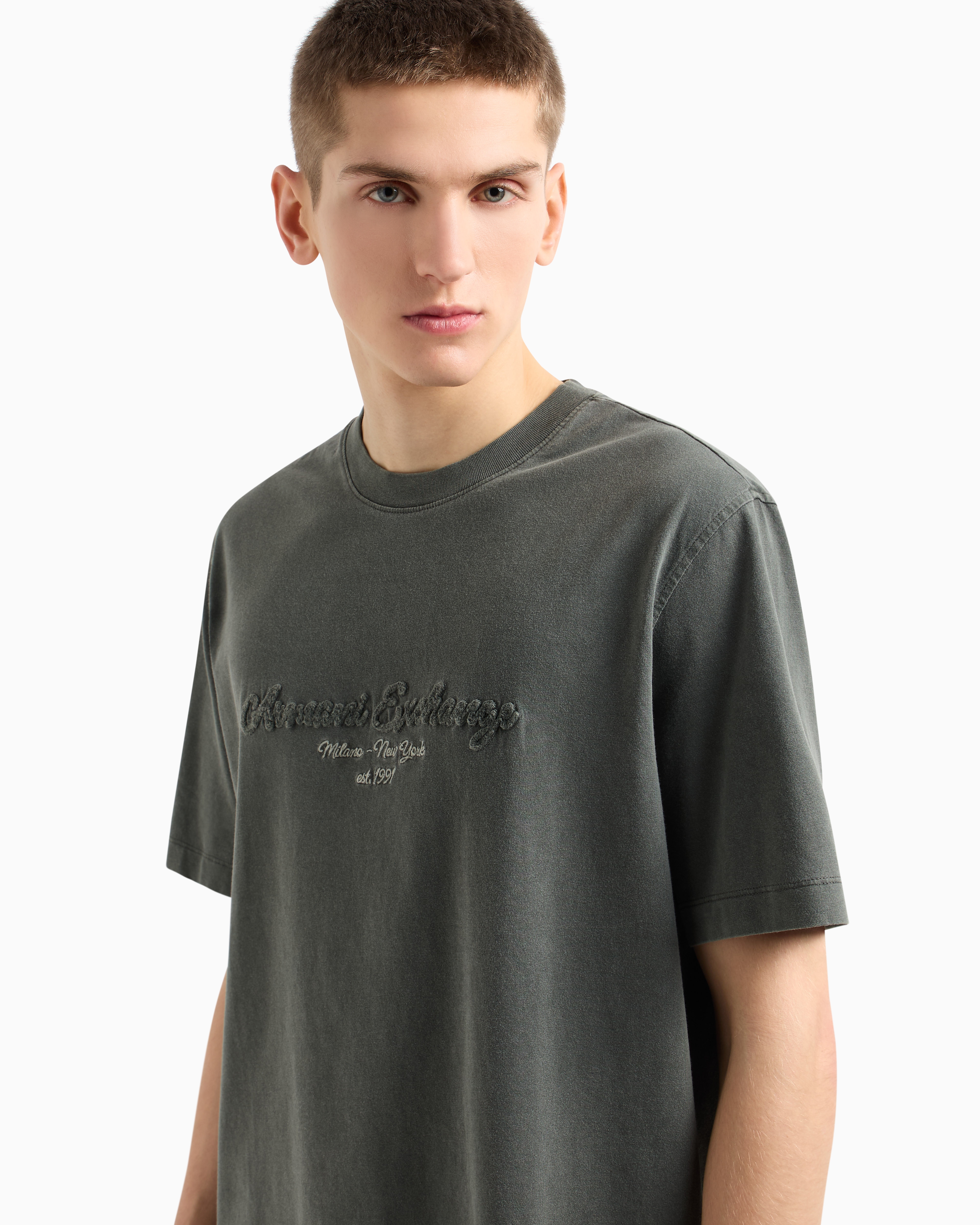 Armani Exchange - Regular fit T-shirt used cotton, Man, Green, Size: