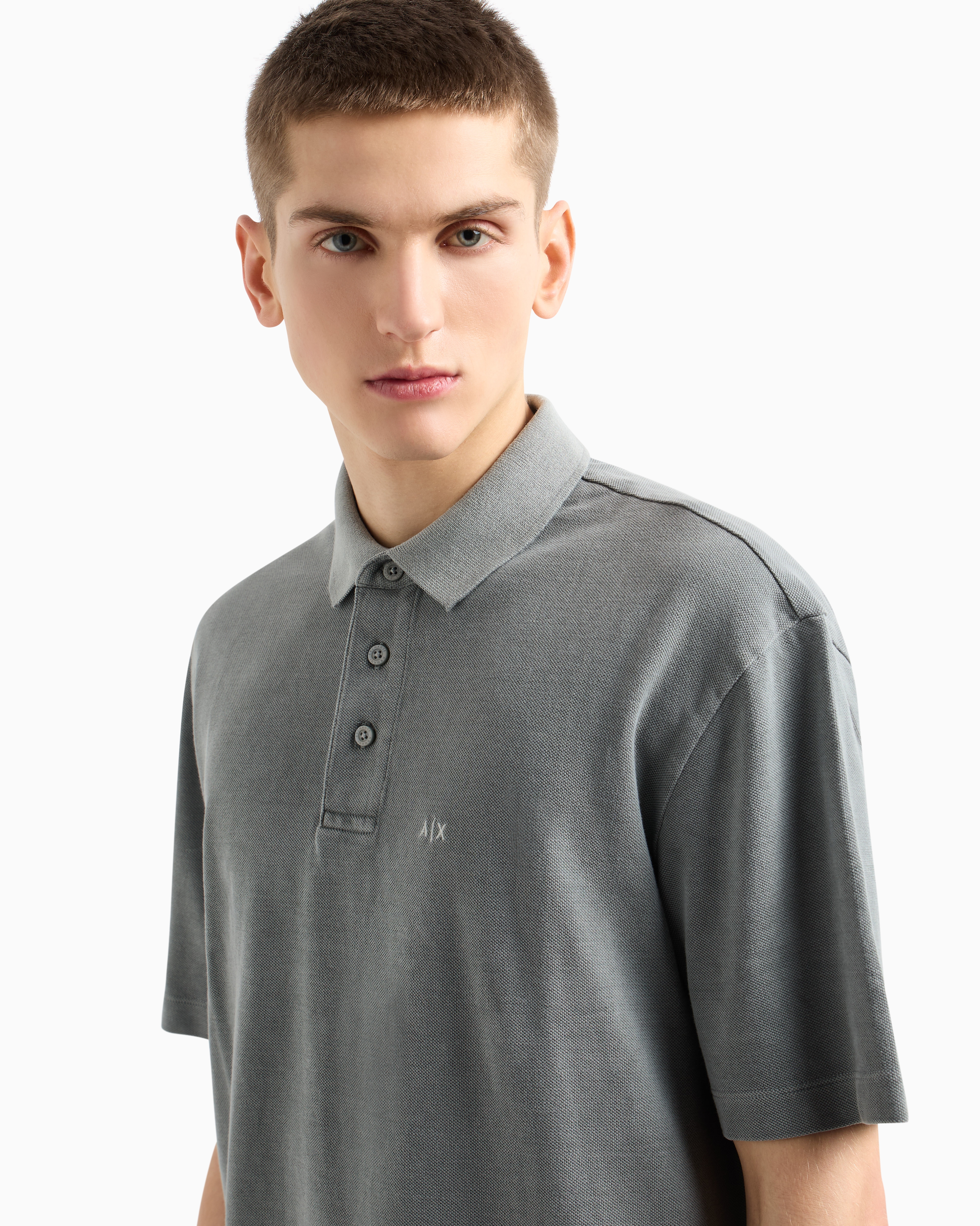 Used effect cotton piquet polo