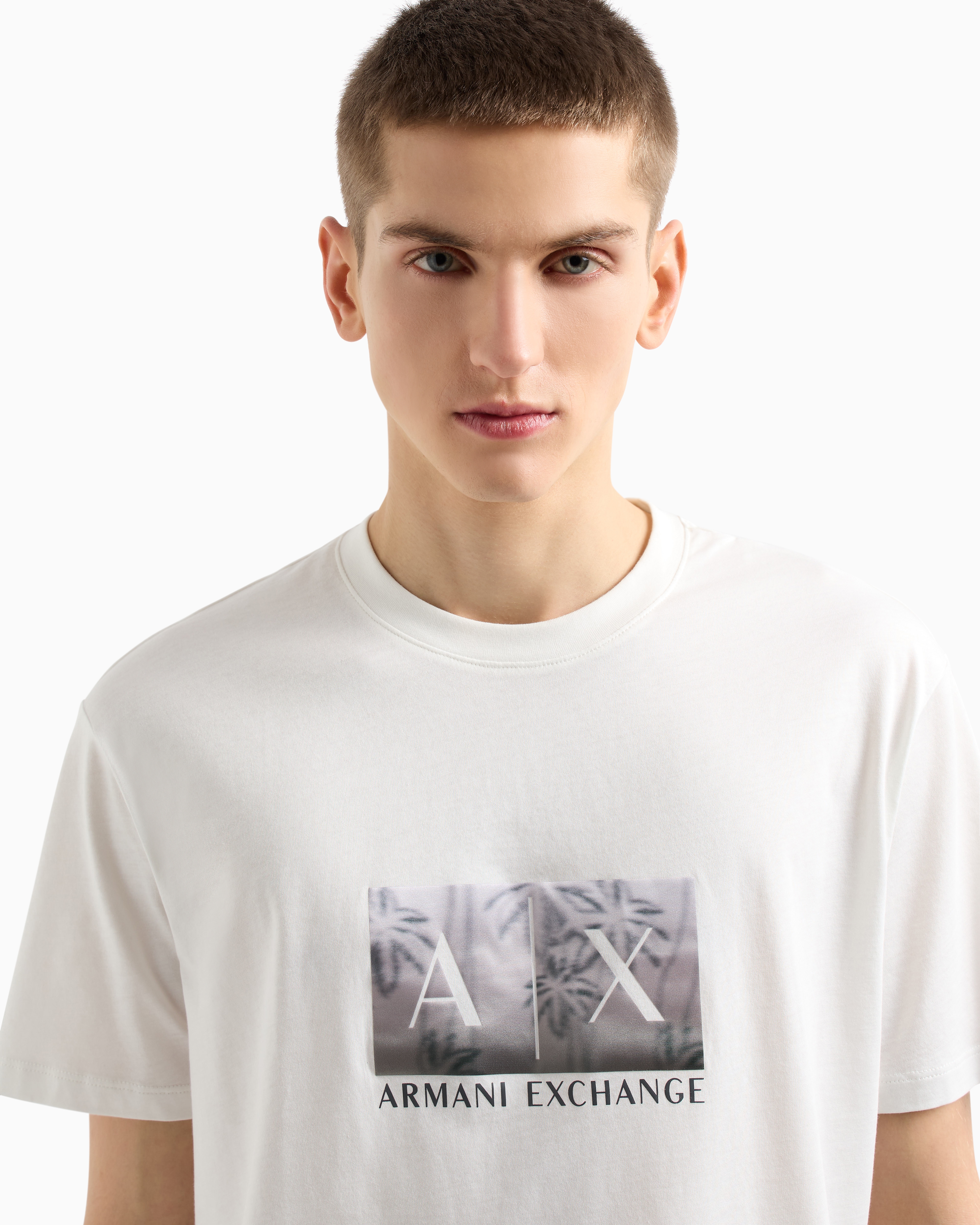 Armani Exchange - Regular fit T-shirt with maxi logo, Man, White, Size: