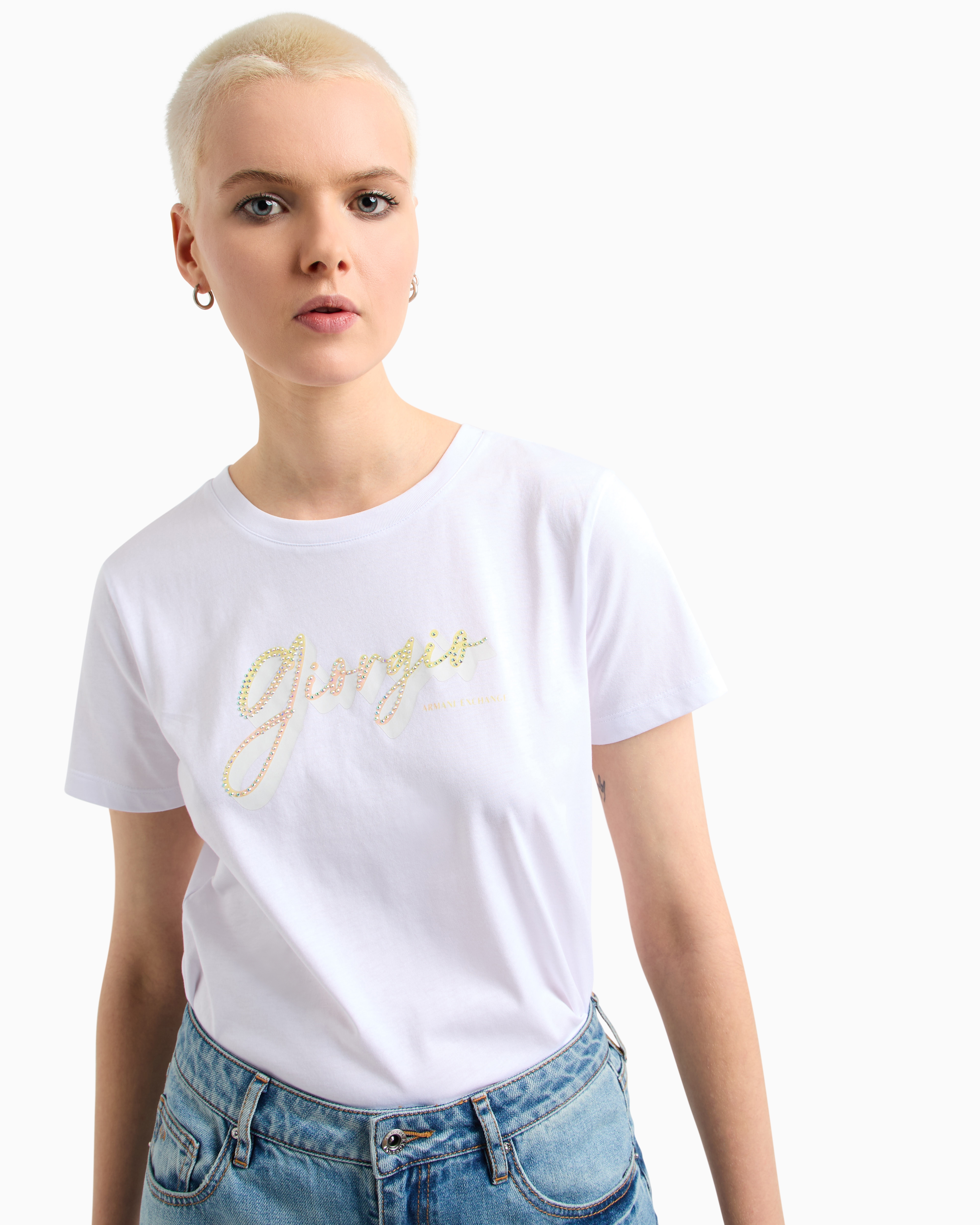 Armani Exchange - Giorgio regular fit T-shirt, Woman, White, Size: