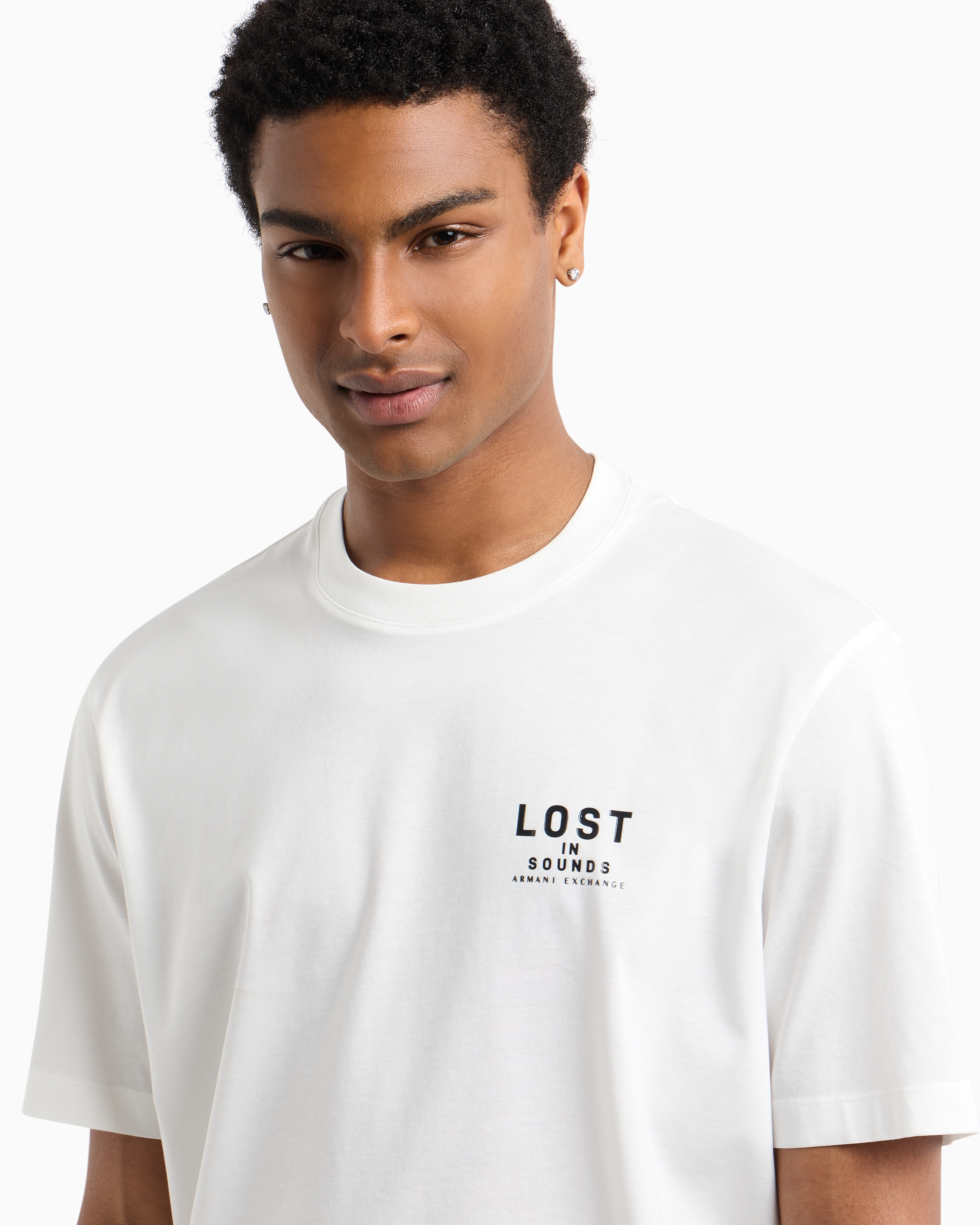 Armani Exchange - Regular fit T-shirt with print on the chest, Man, White, Size: