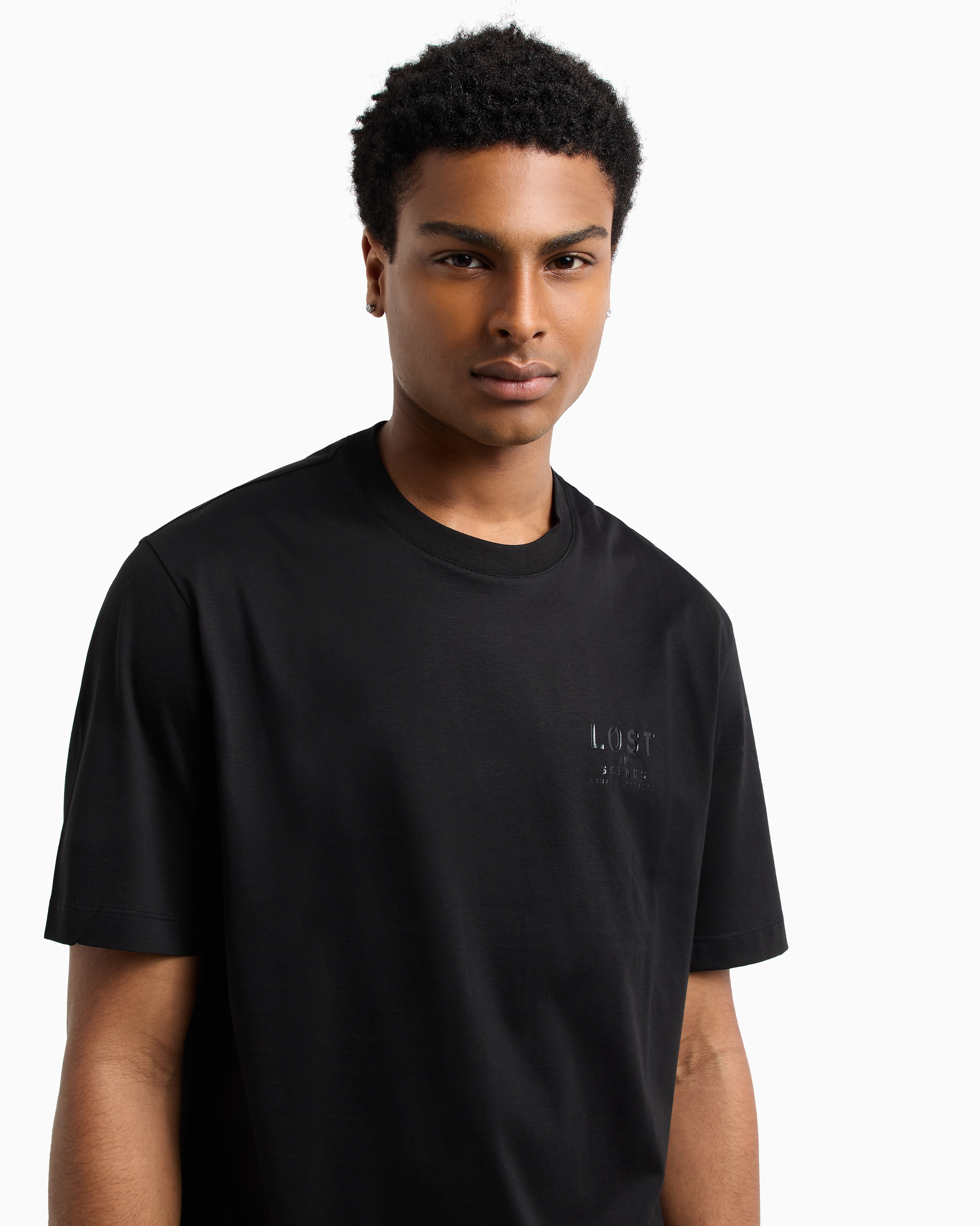 Armani Exchange - Regular fit T-shirt with print on the chest, Man, Black, Size: