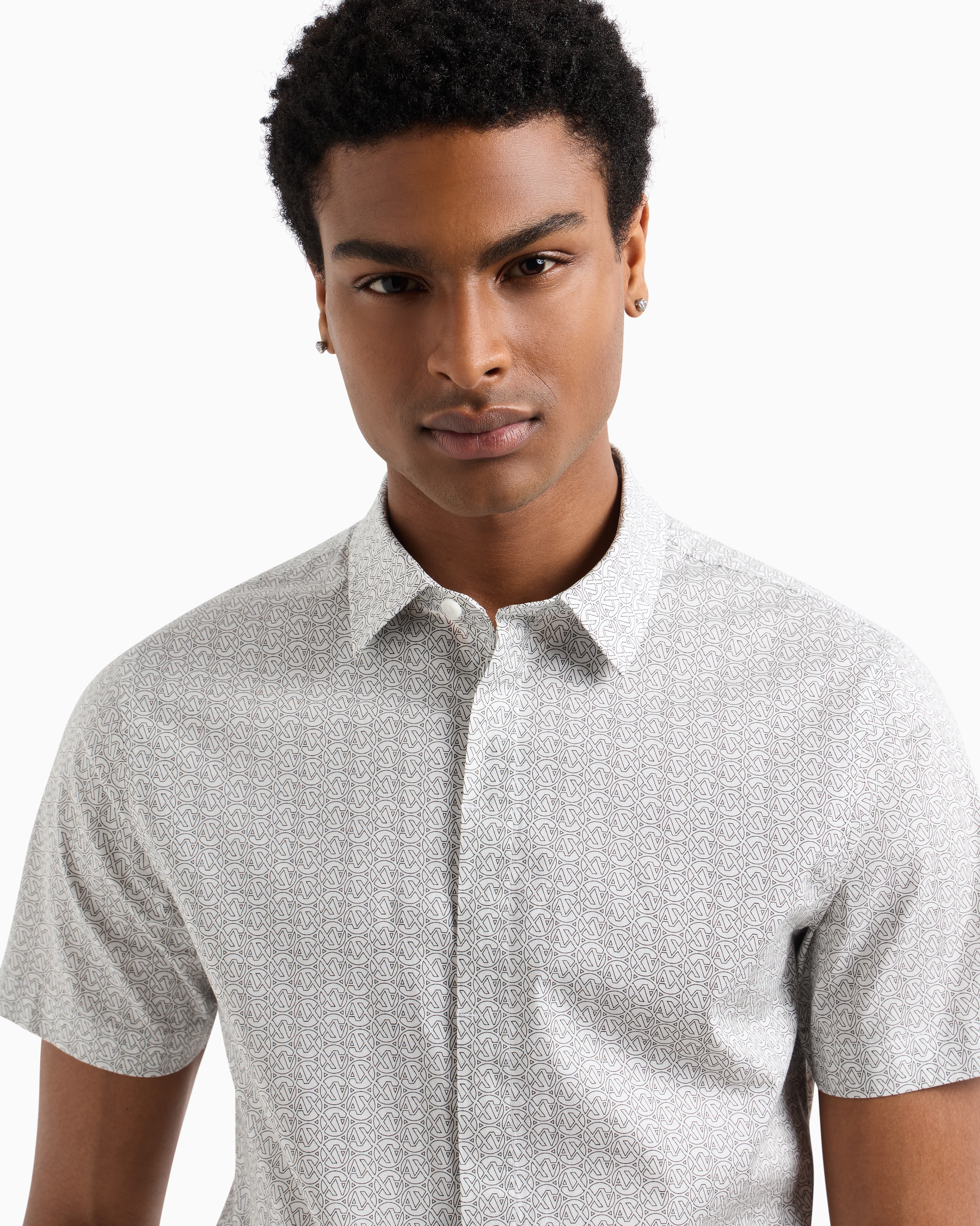 Armani Exchange - Slim fit short sleeve shirt, Man, White, Size: