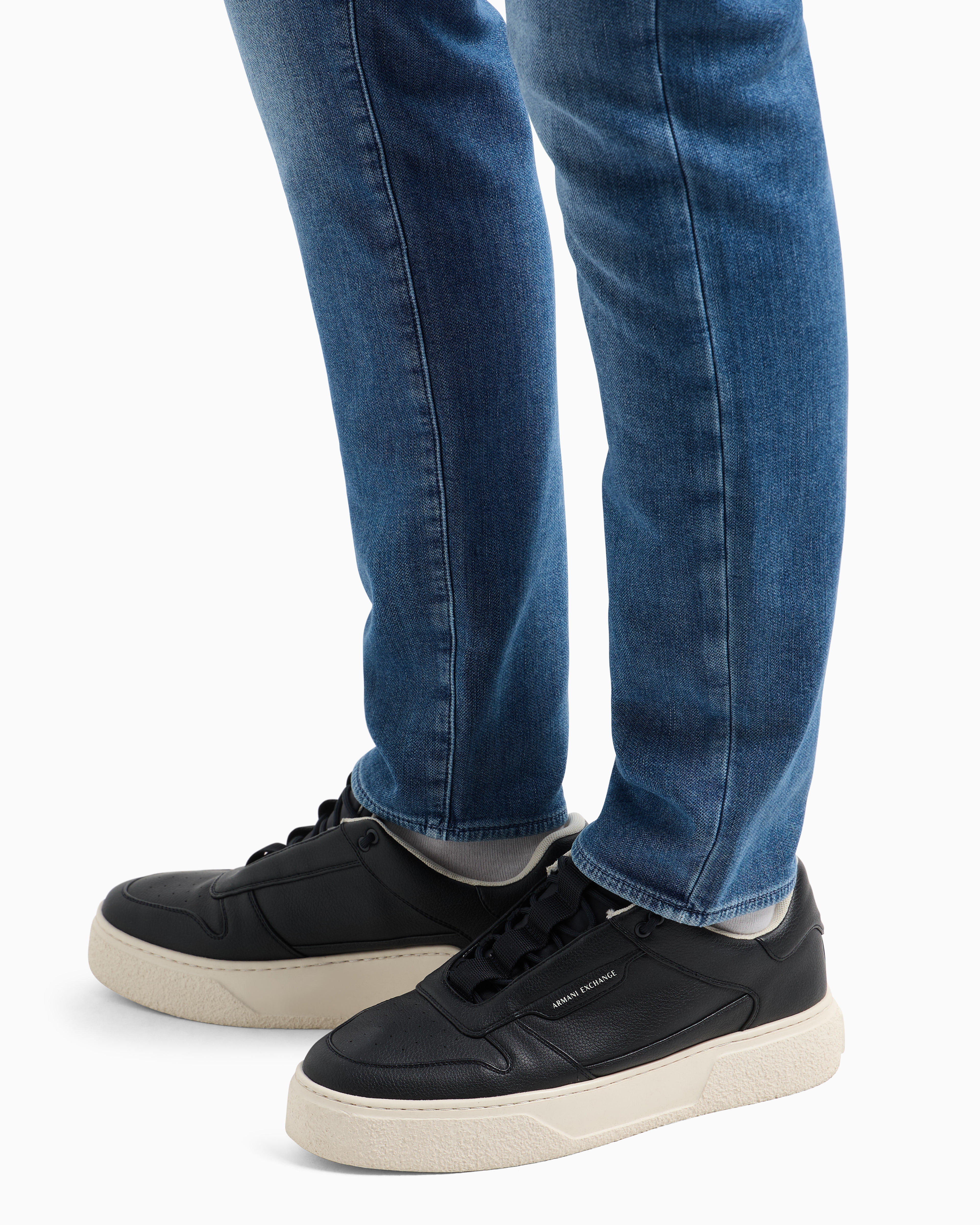 Armani Exchange - J14 skinny fit jeans stone washed cotton denim, Man, Blue, Size:
