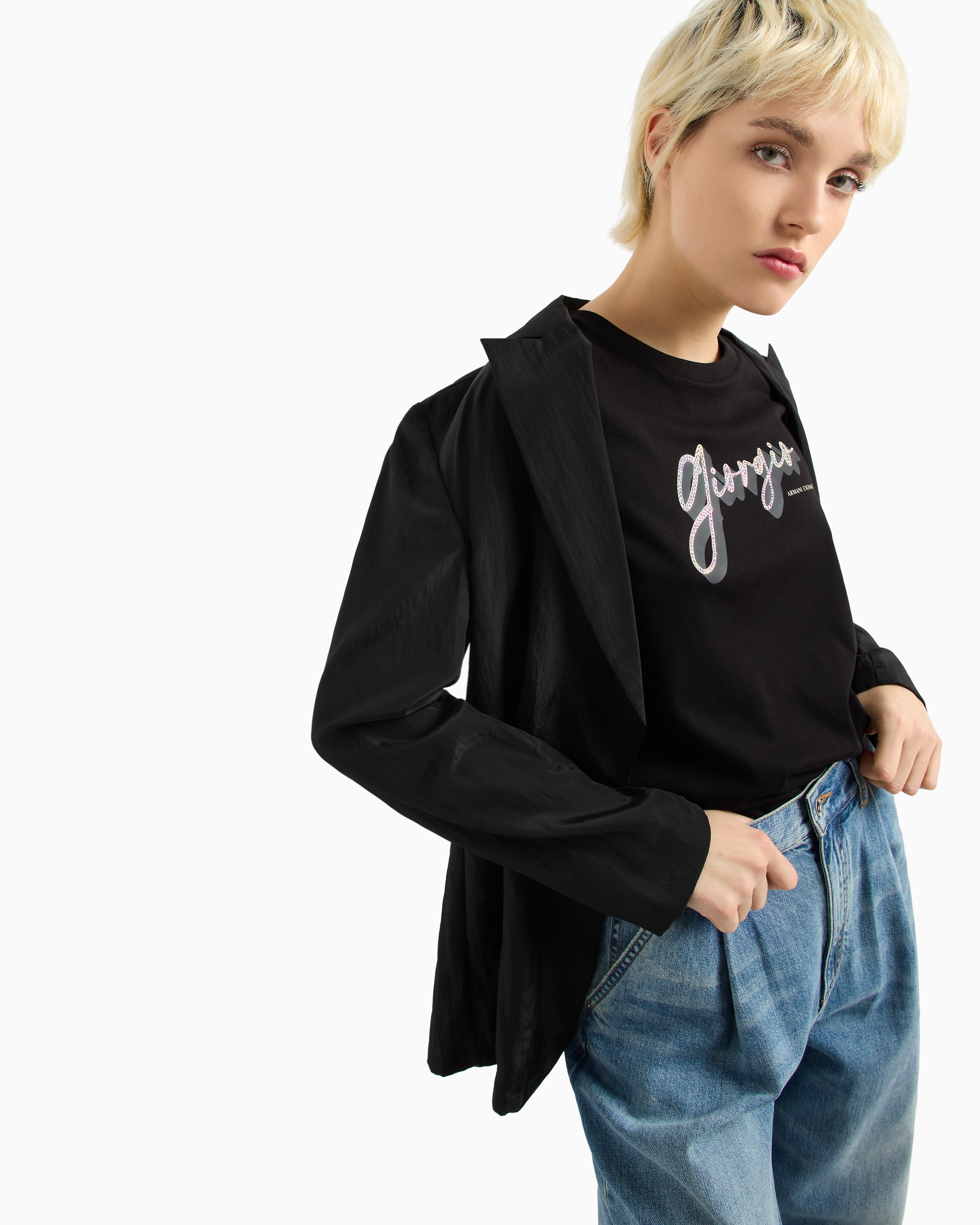 Armani Exchange Regular Fit T-shirts In Black