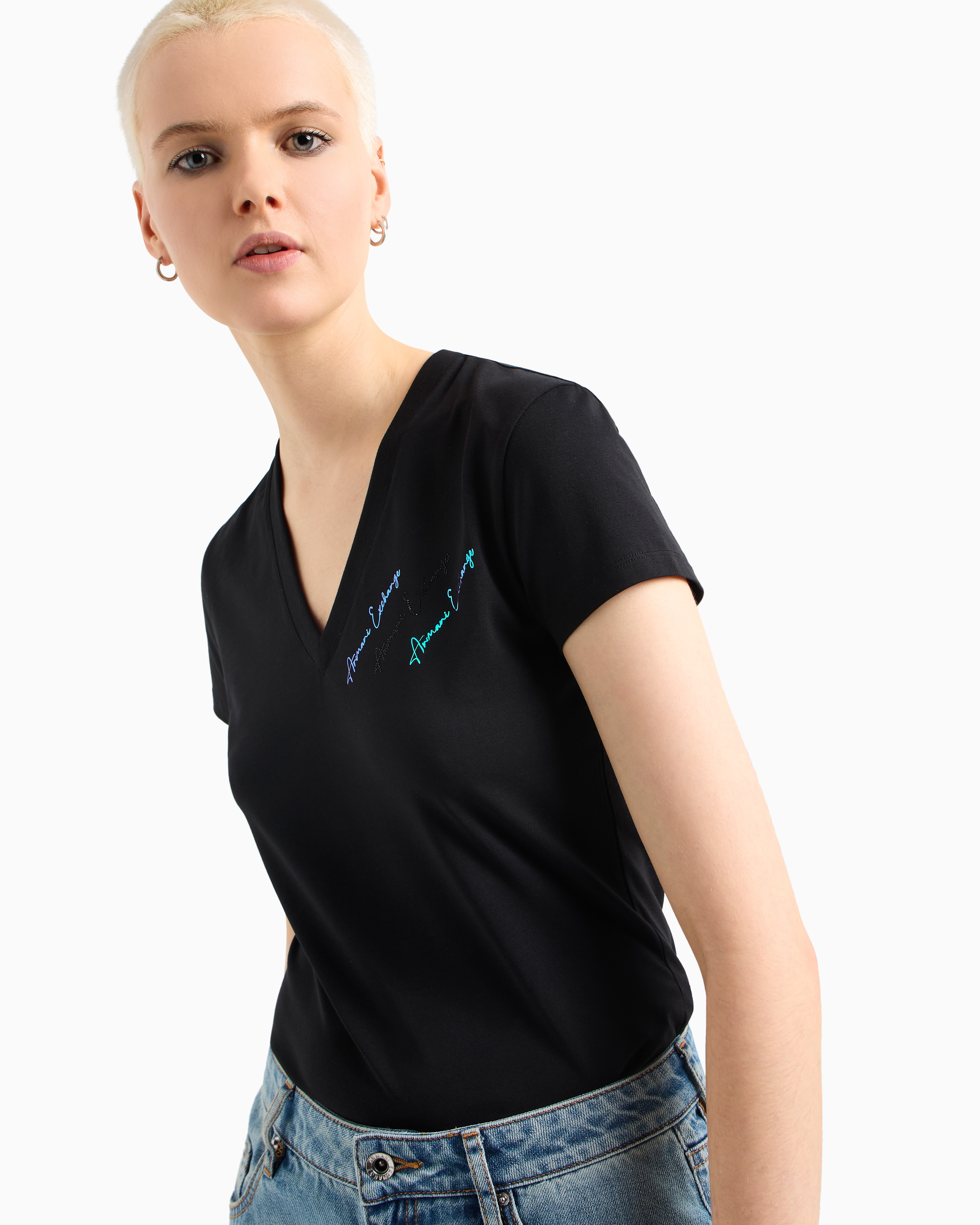 Armani Exchange Slim Fit T-shirts In Black