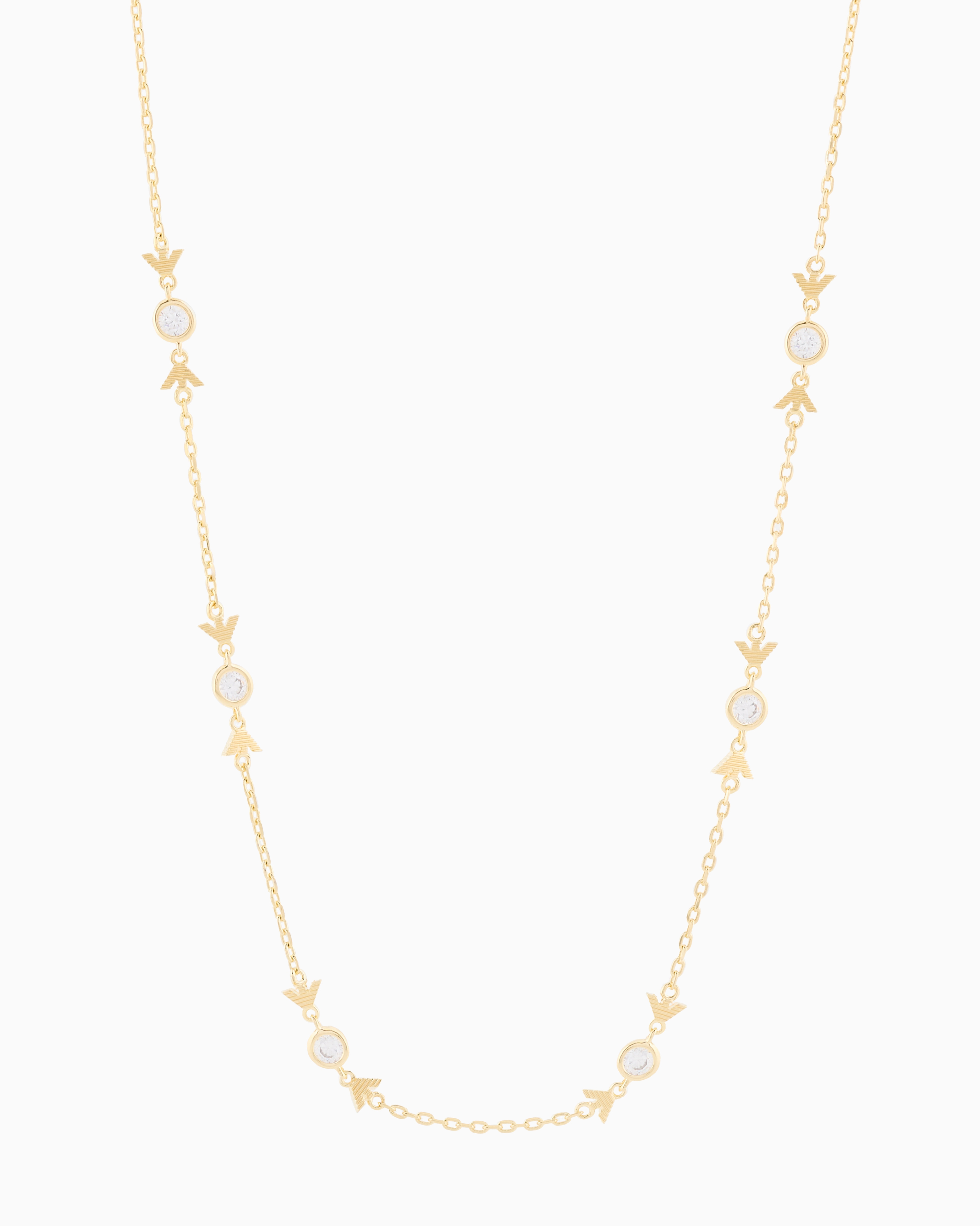 EMPORIO ARMANI GOLD-TONE STERLING SILVER STATION NECKLACE