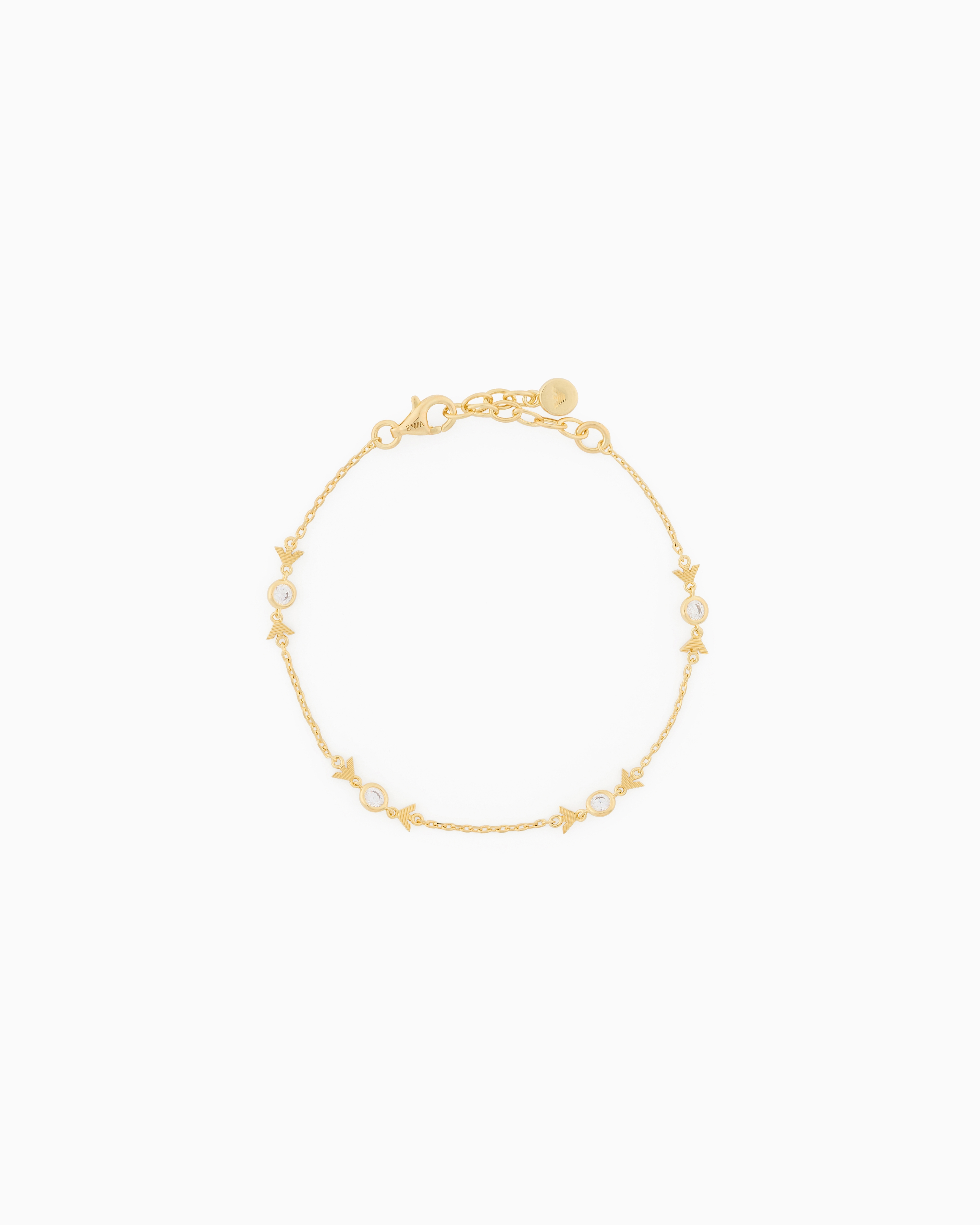 EMPORIO ARMANI GOLD-TONE STERLING SILVER STATION BRACELET