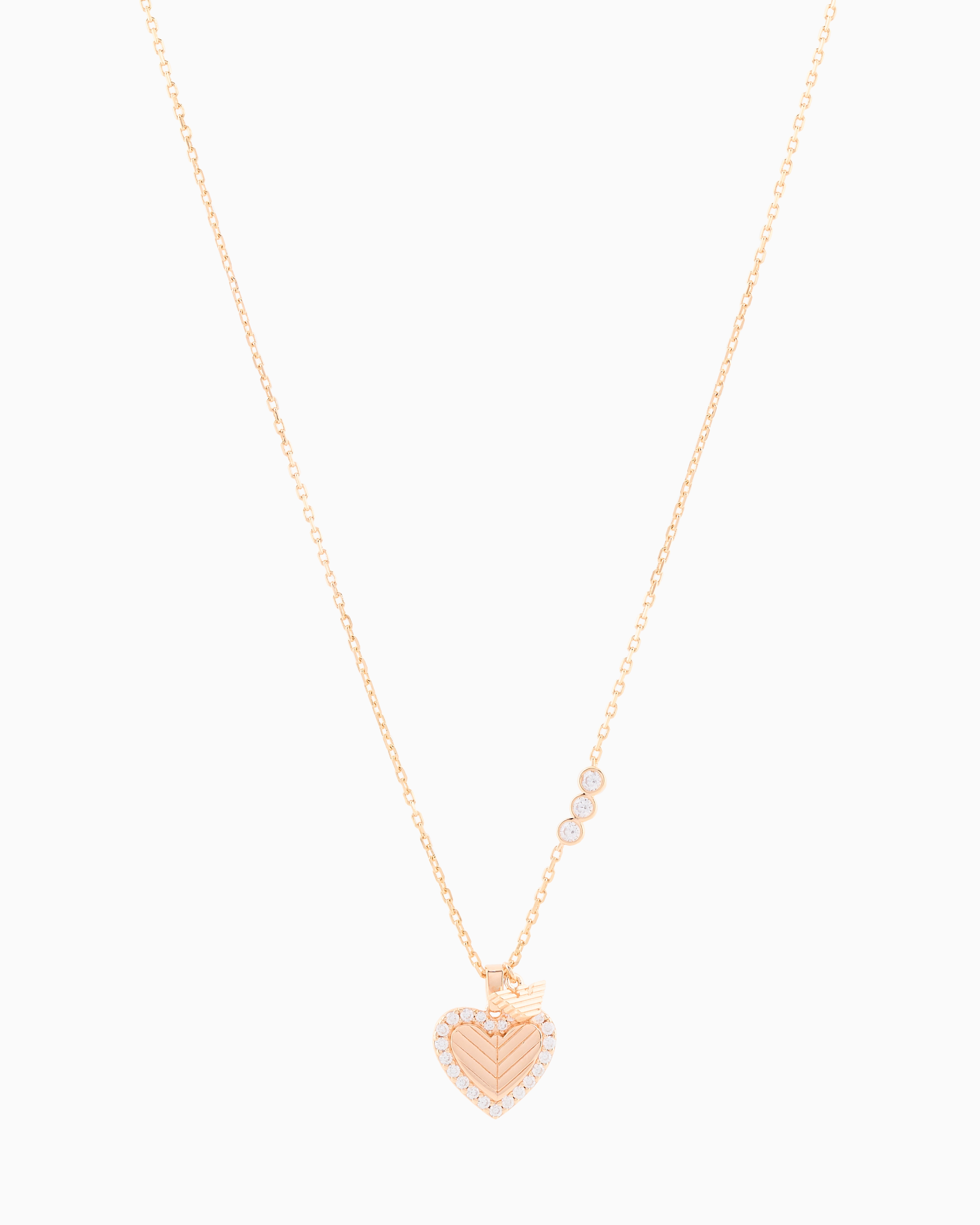 EMPORIO ARMANI ROSE GOLD-TONE STERLING SILVER PENDANT NECKLACE