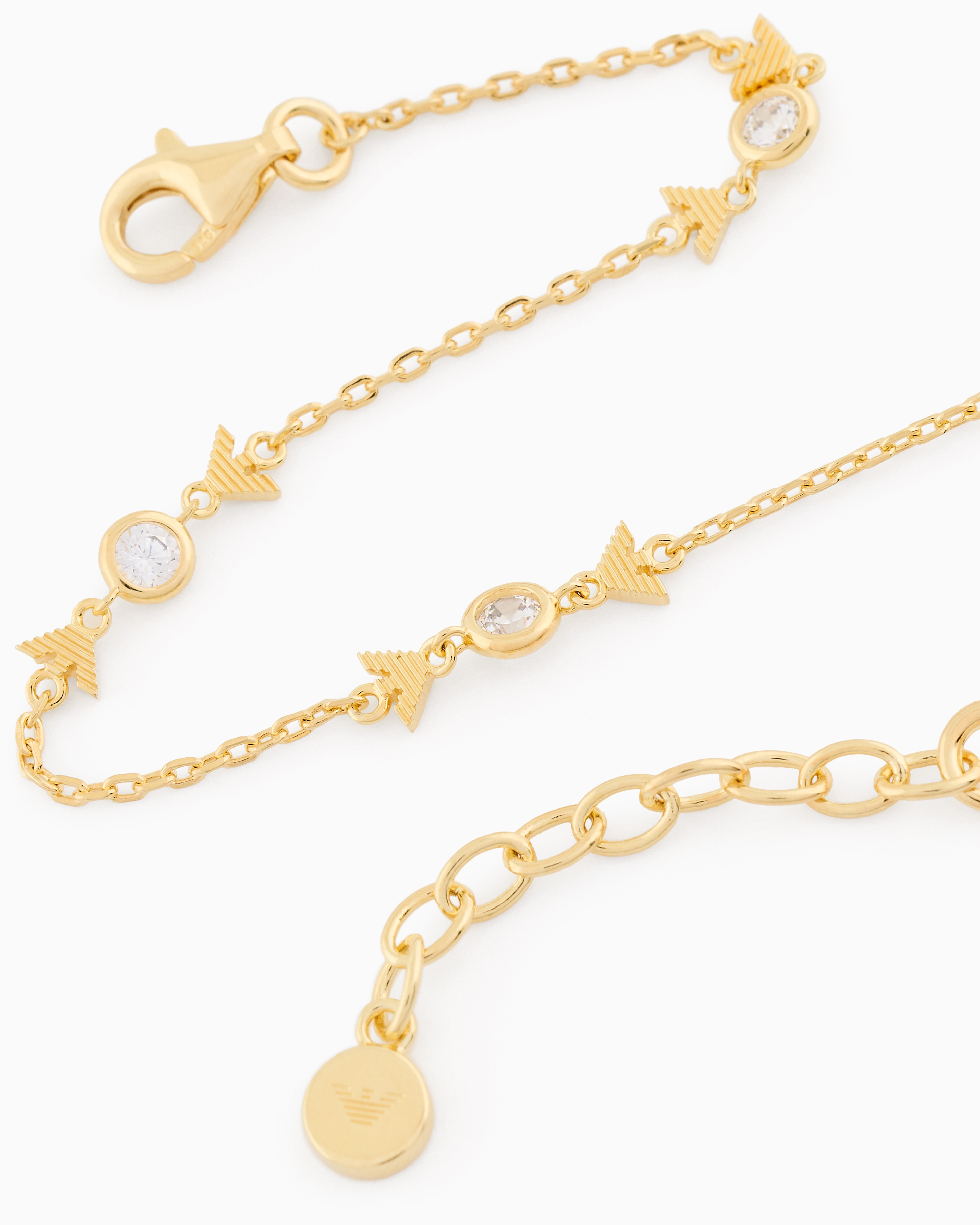 EMPORIO ARMANI GOLD-TONE STERLING SILVER STATION BRACELET