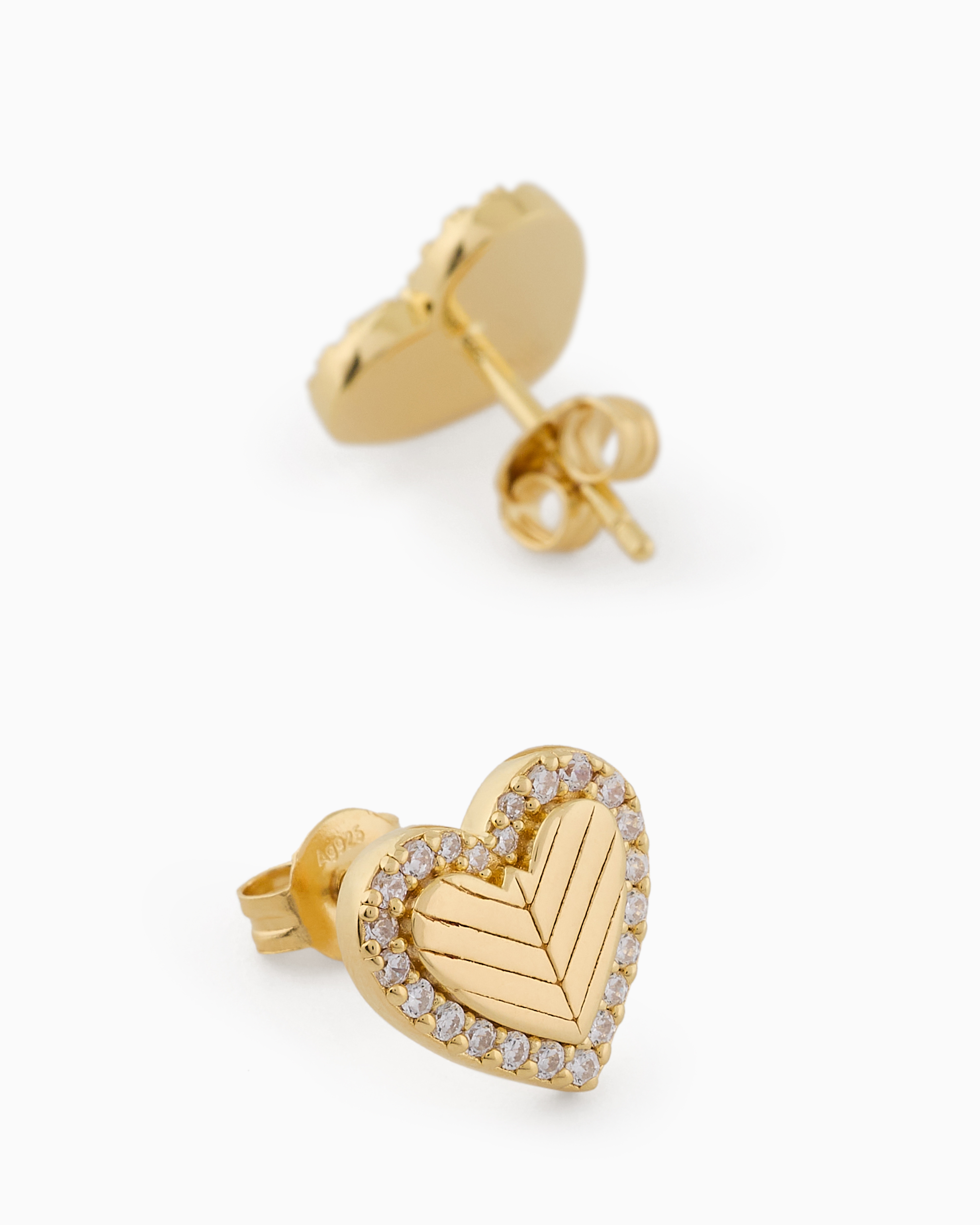 EMPORIO ARMANI GOLD-TONE STERLING SILVER STUD EARRINGS