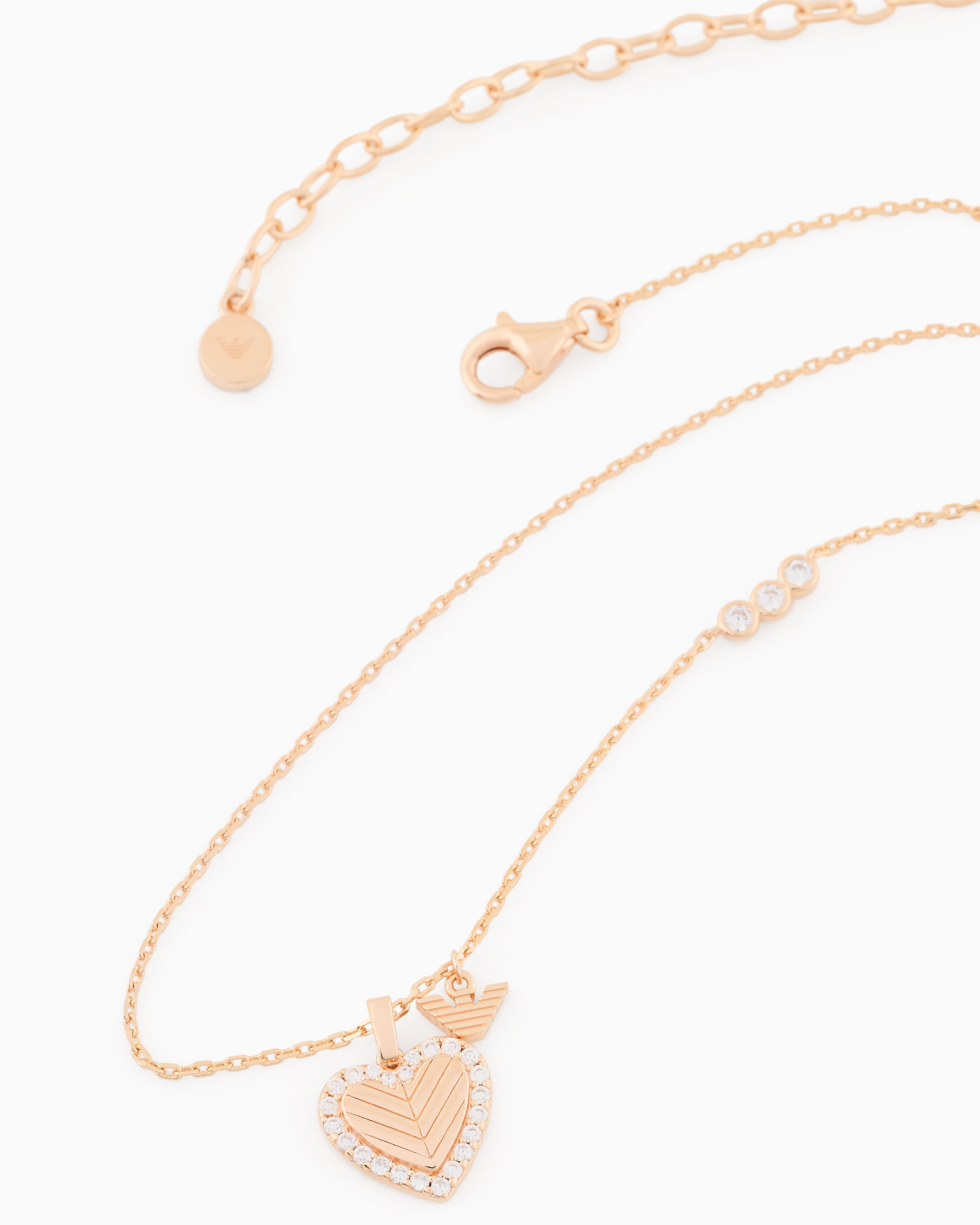 EMPORIO ARMANI ROSE GOLD-TONE STERLING SILVER PENDANT NECKLACE