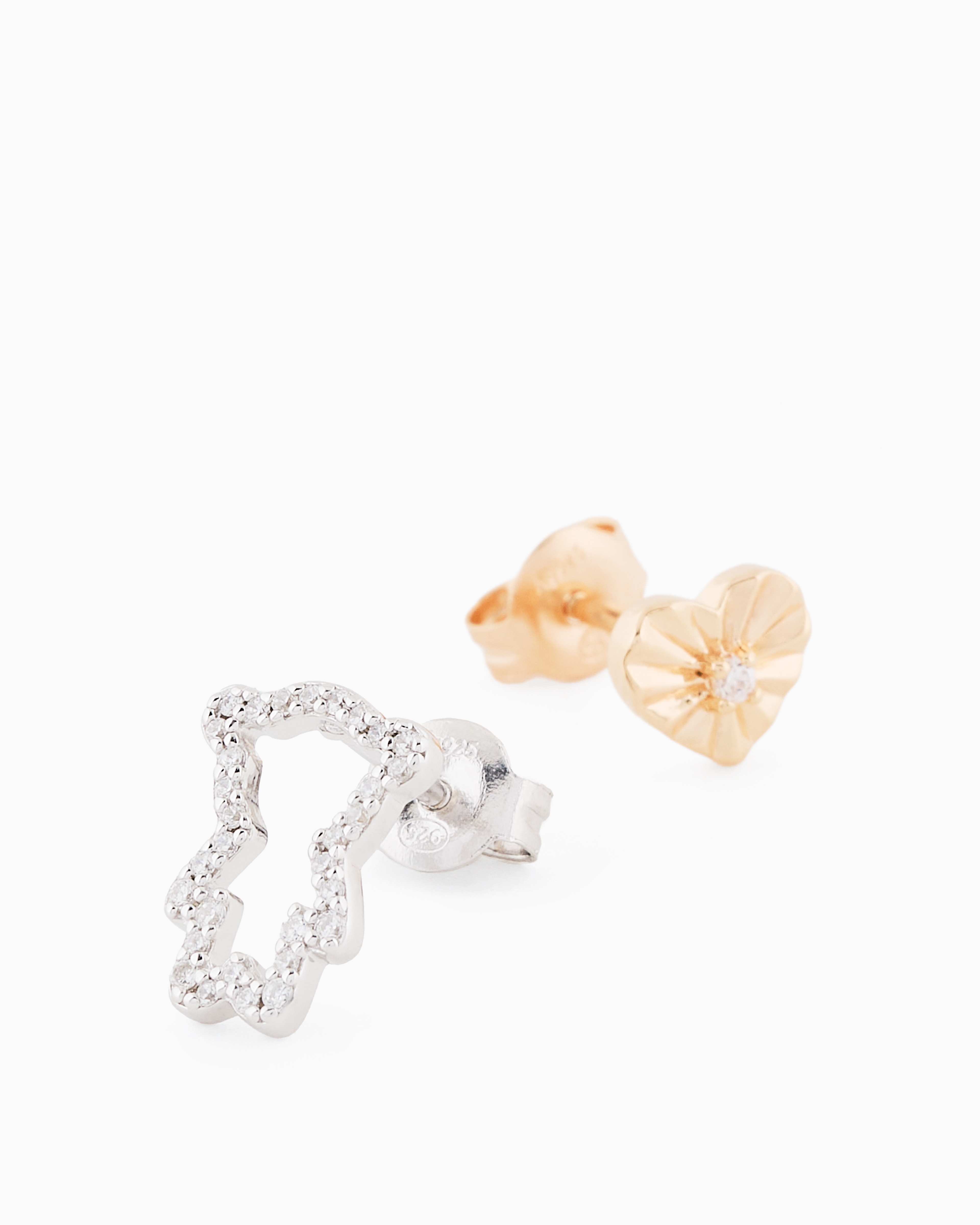 EMPORIO ARMANI TWO-TONE STERLING SILVER STUD EARRINGS