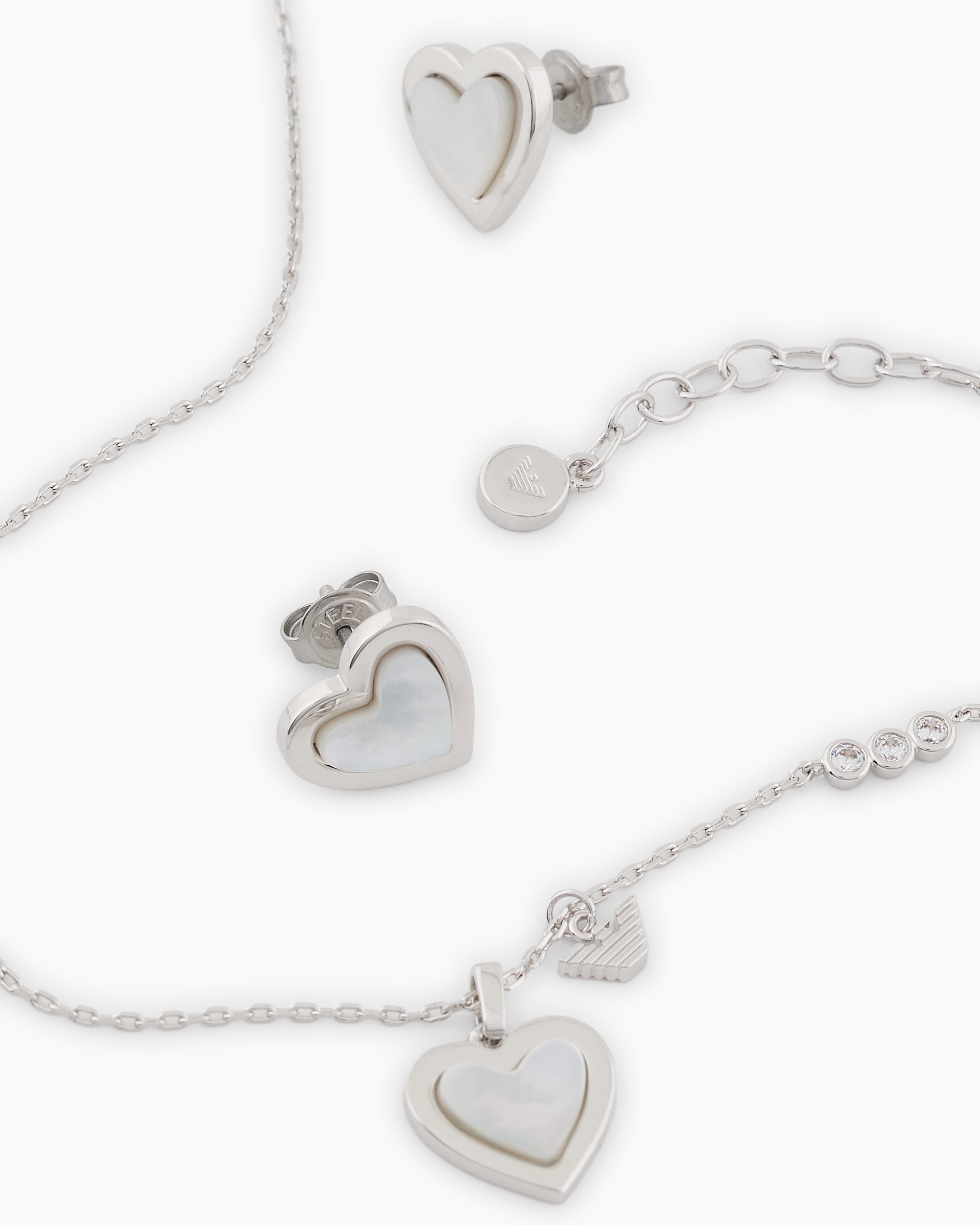 Emporio Armani -  Silver-Tone Brass Pendant Set, Woman, Multicoloured, Size: TU