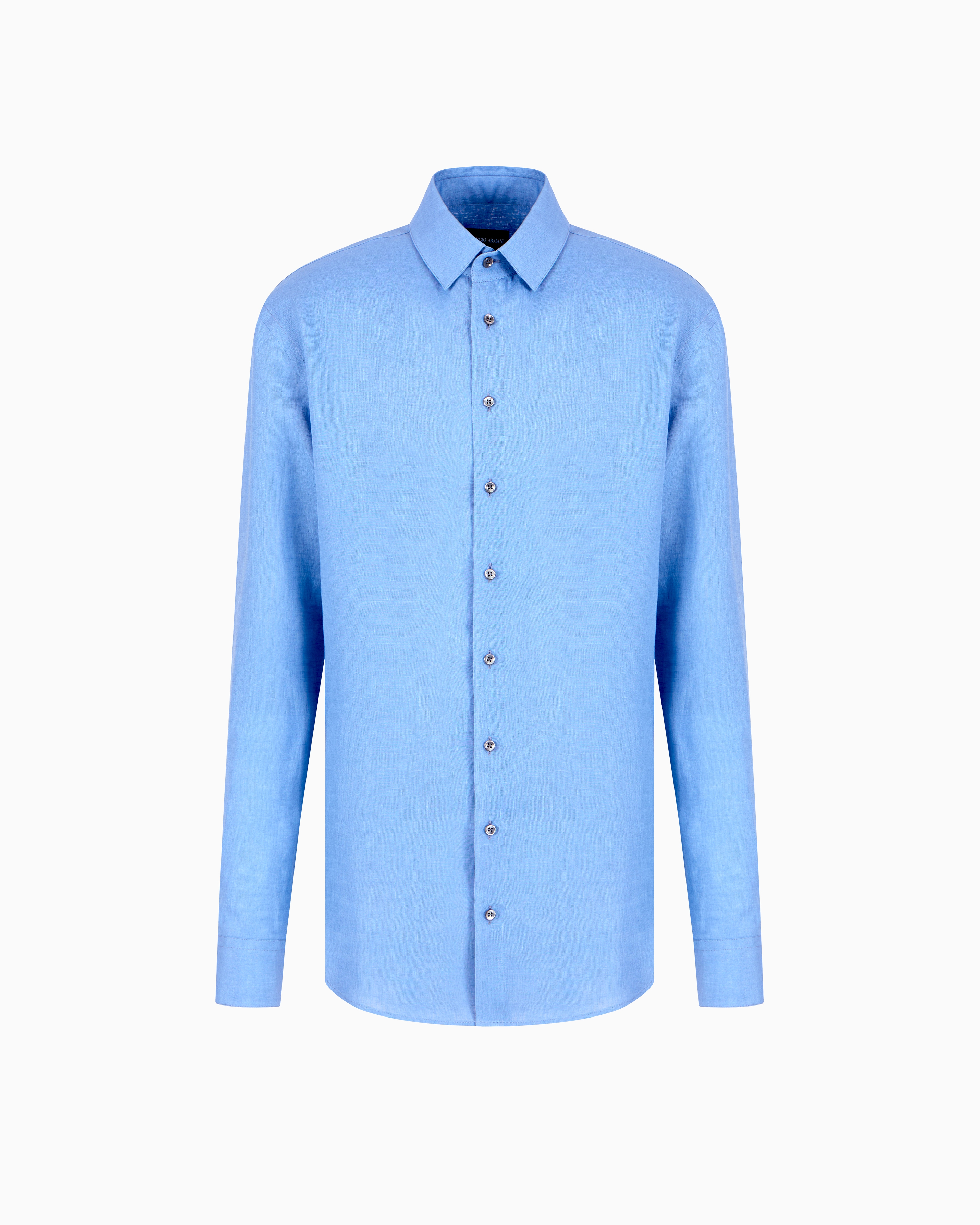 Shop Giorgio Armani Regular-fit Shirt In Linen In Light_blue