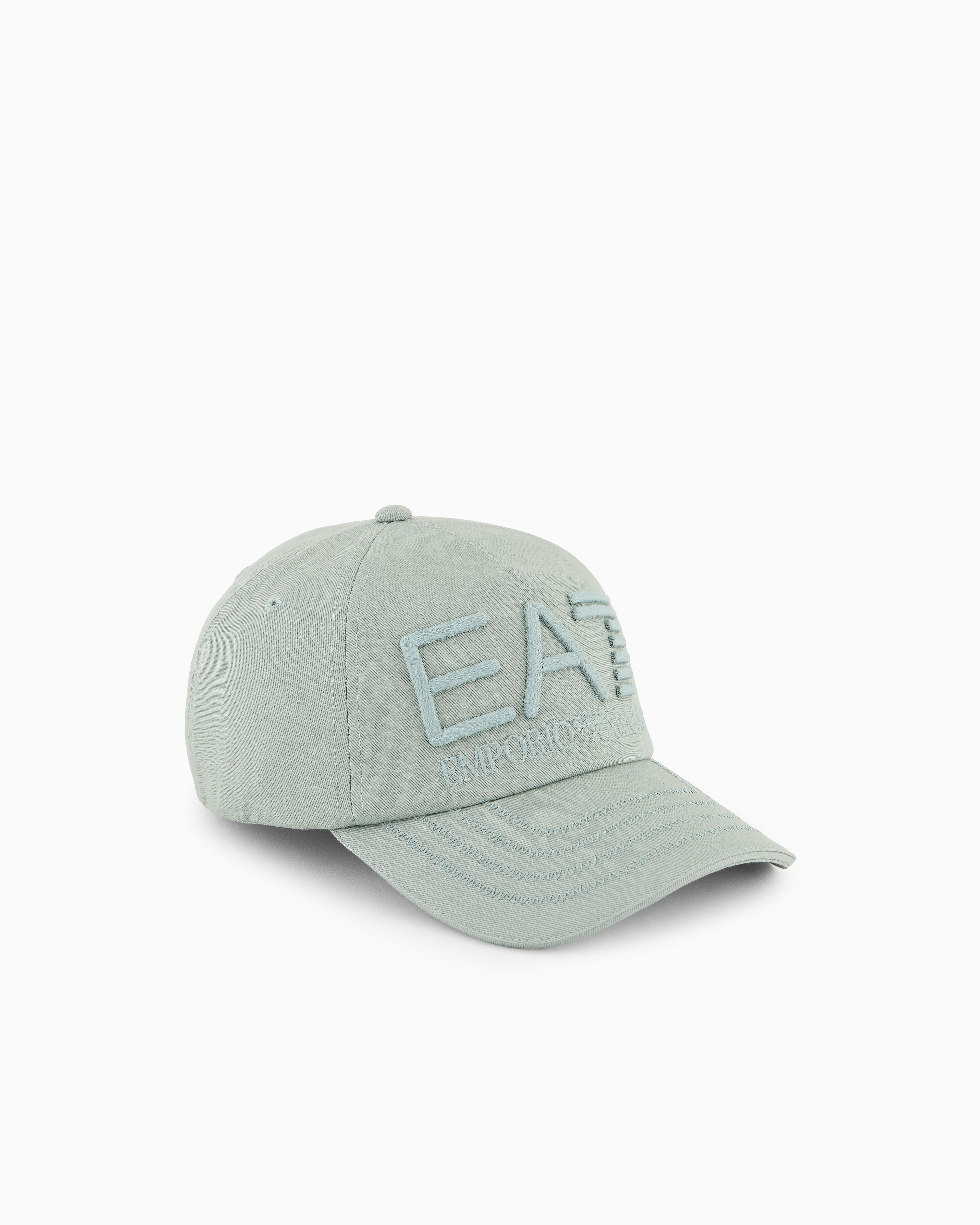 Ea7 Logo Series Cotton Baseball Cap In Green