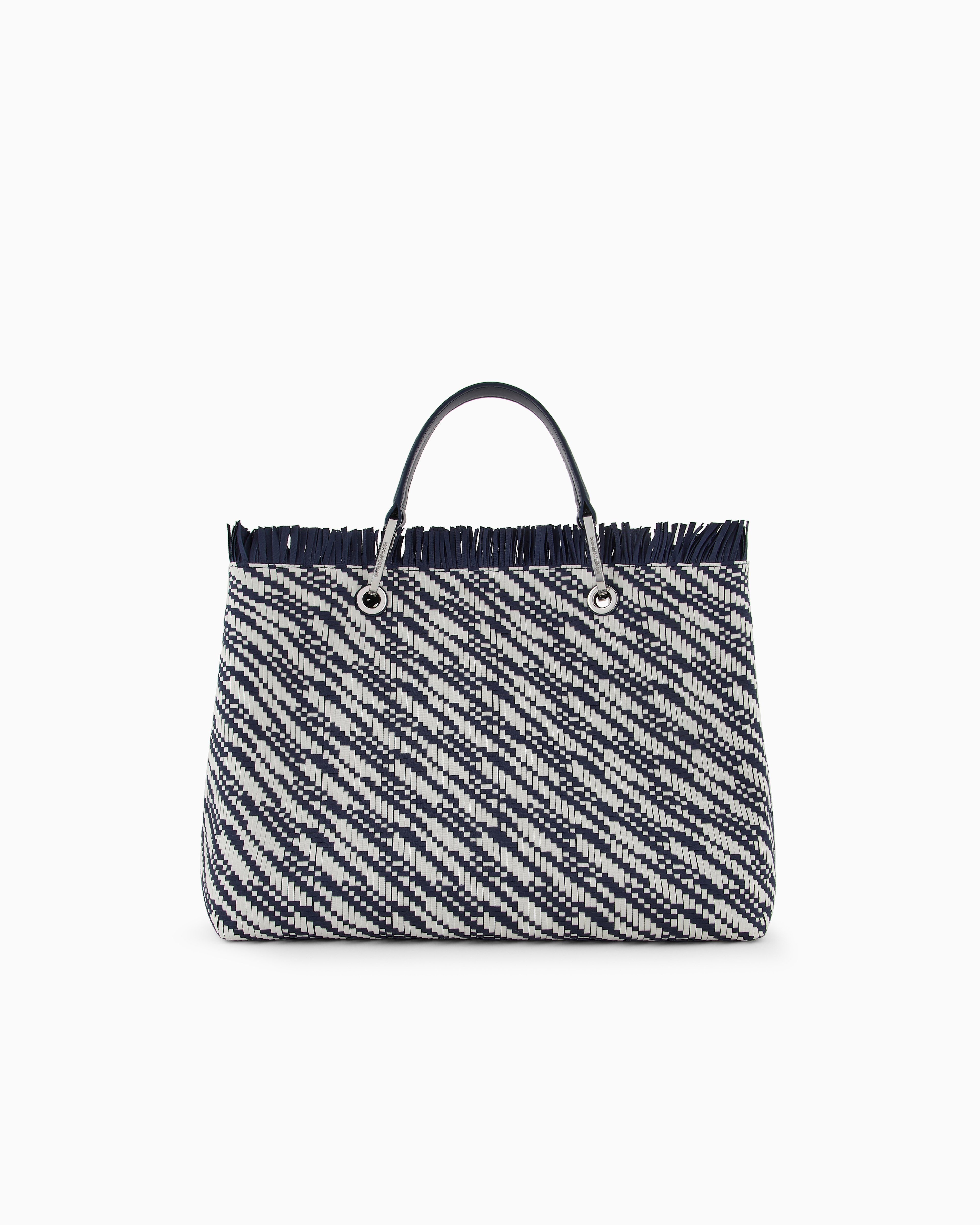 Emporio Armani Myea Medium Basketweave Shopper Bag In Blue