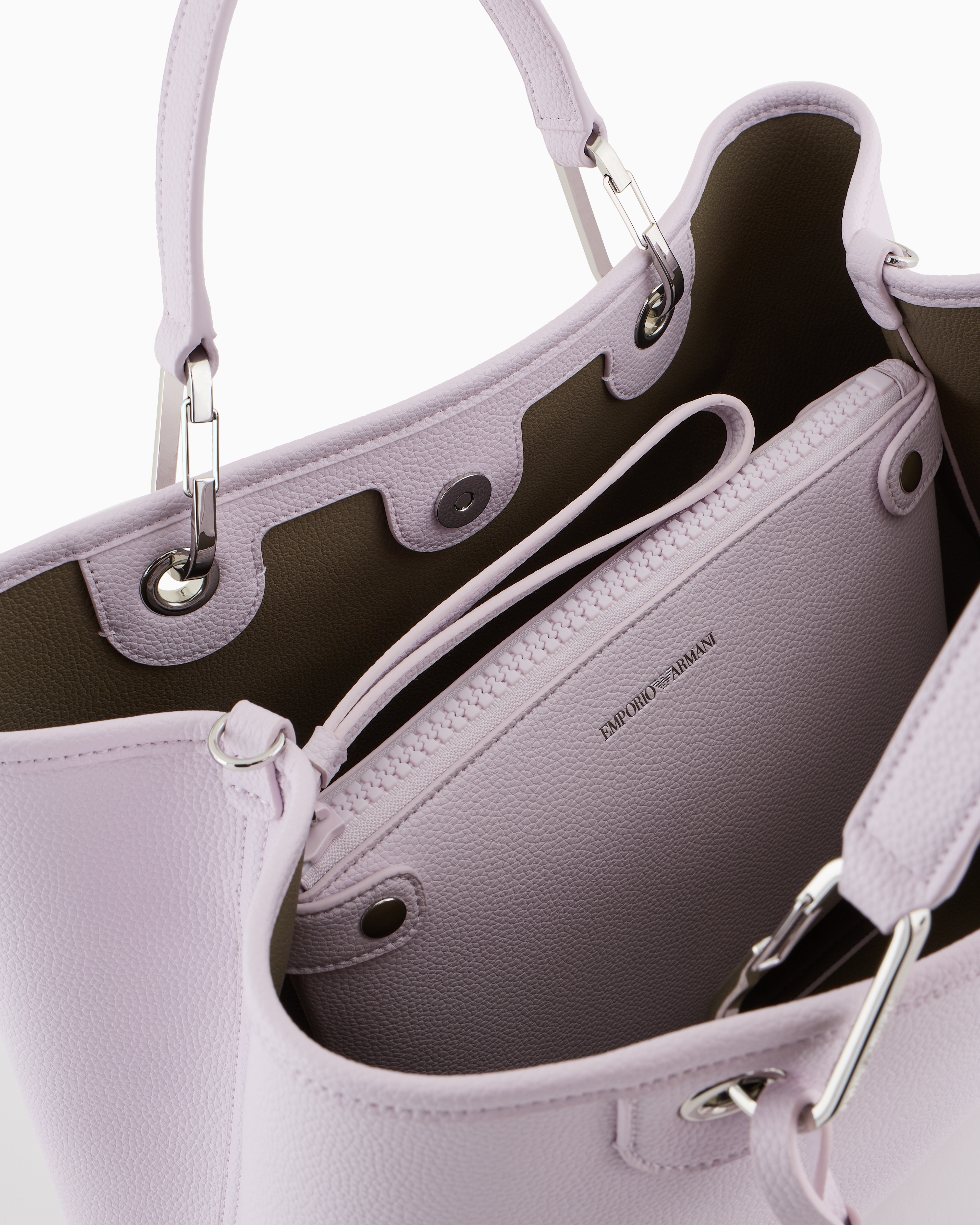 Emporio Armani Medium Myea Shopper Bag With Deer Print In Pink