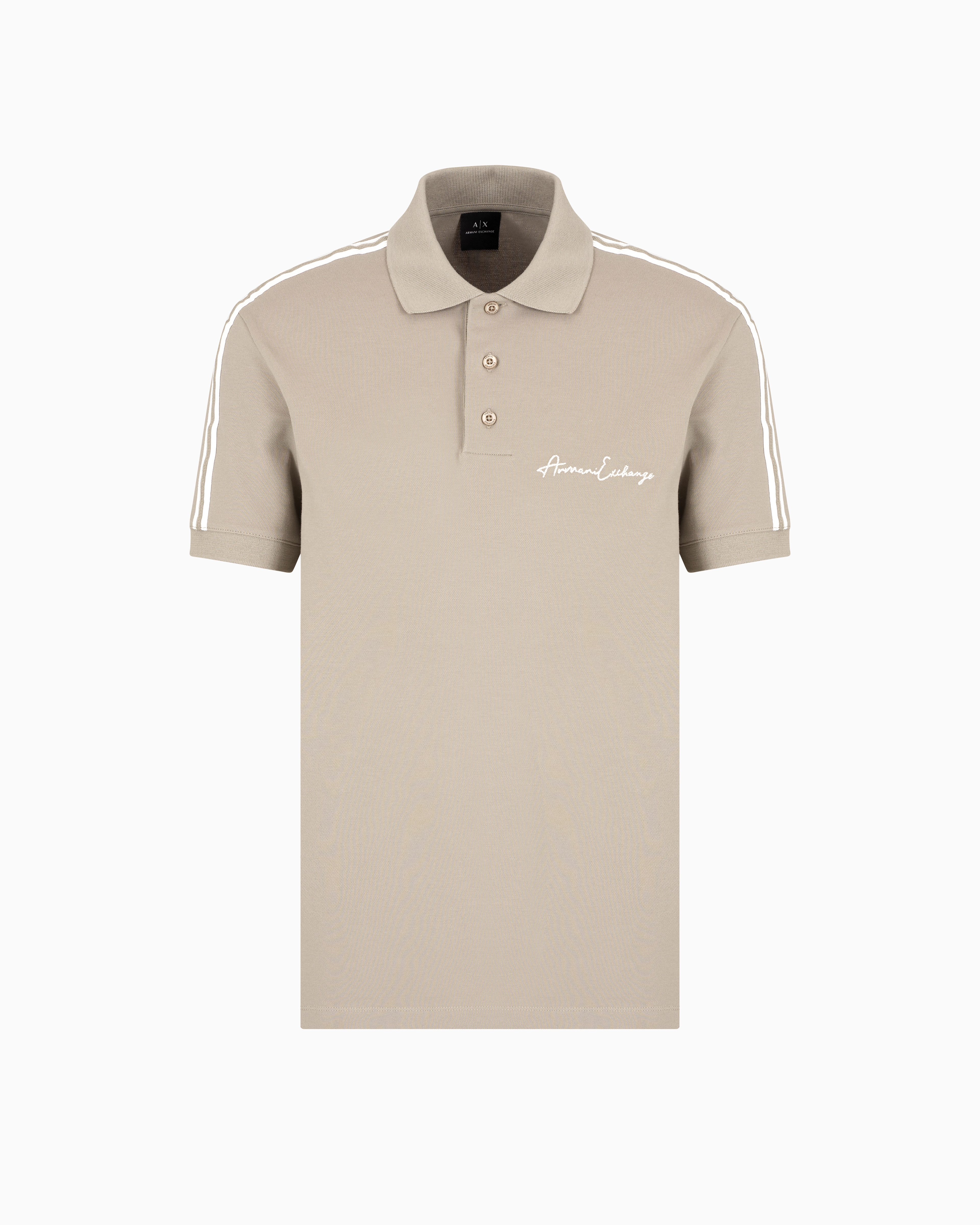 Armani Exchange Regular Fit Polo Shirt With Signature Logo In Beige