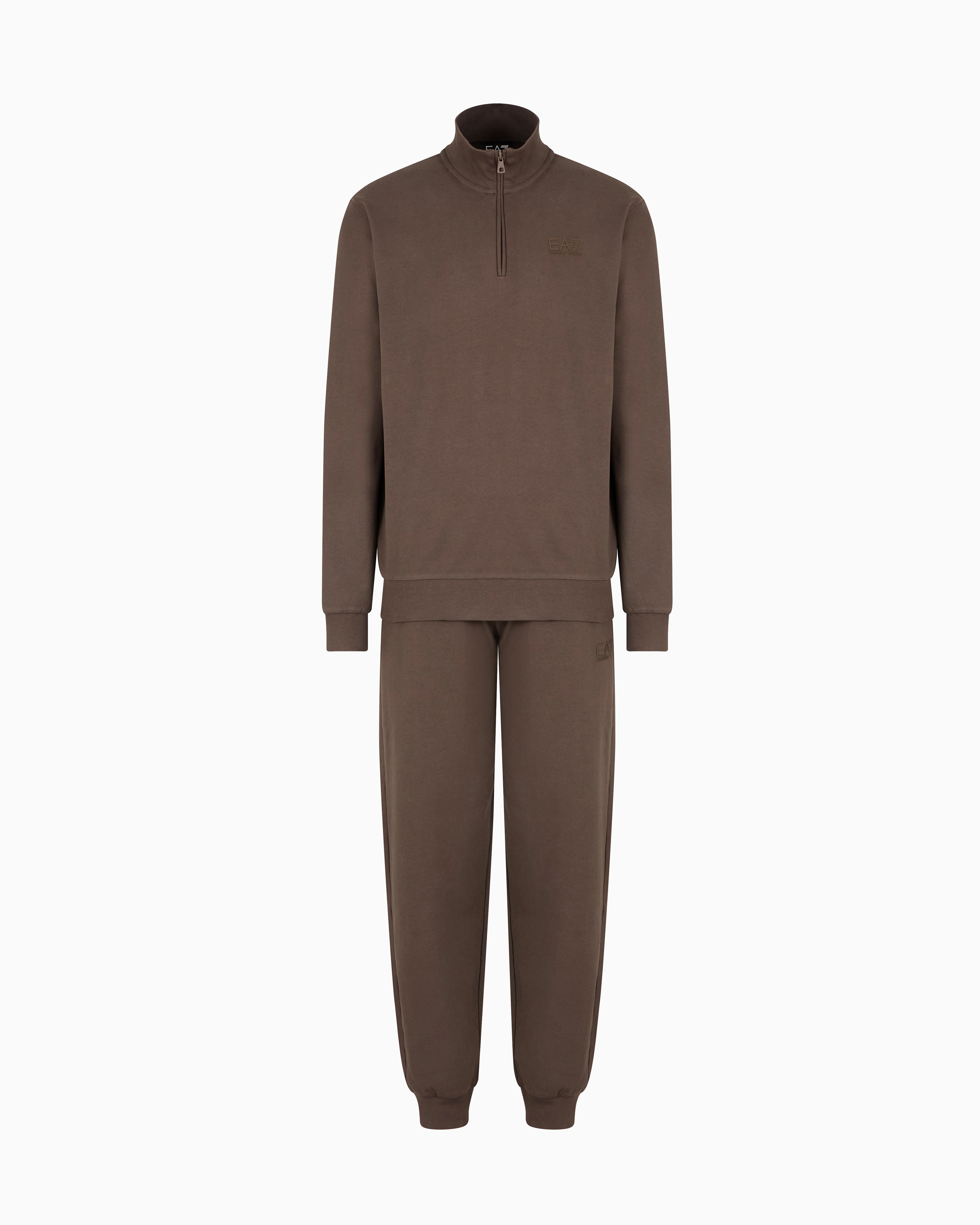Ea7 Cotton Visibility Tracksuit In Brown