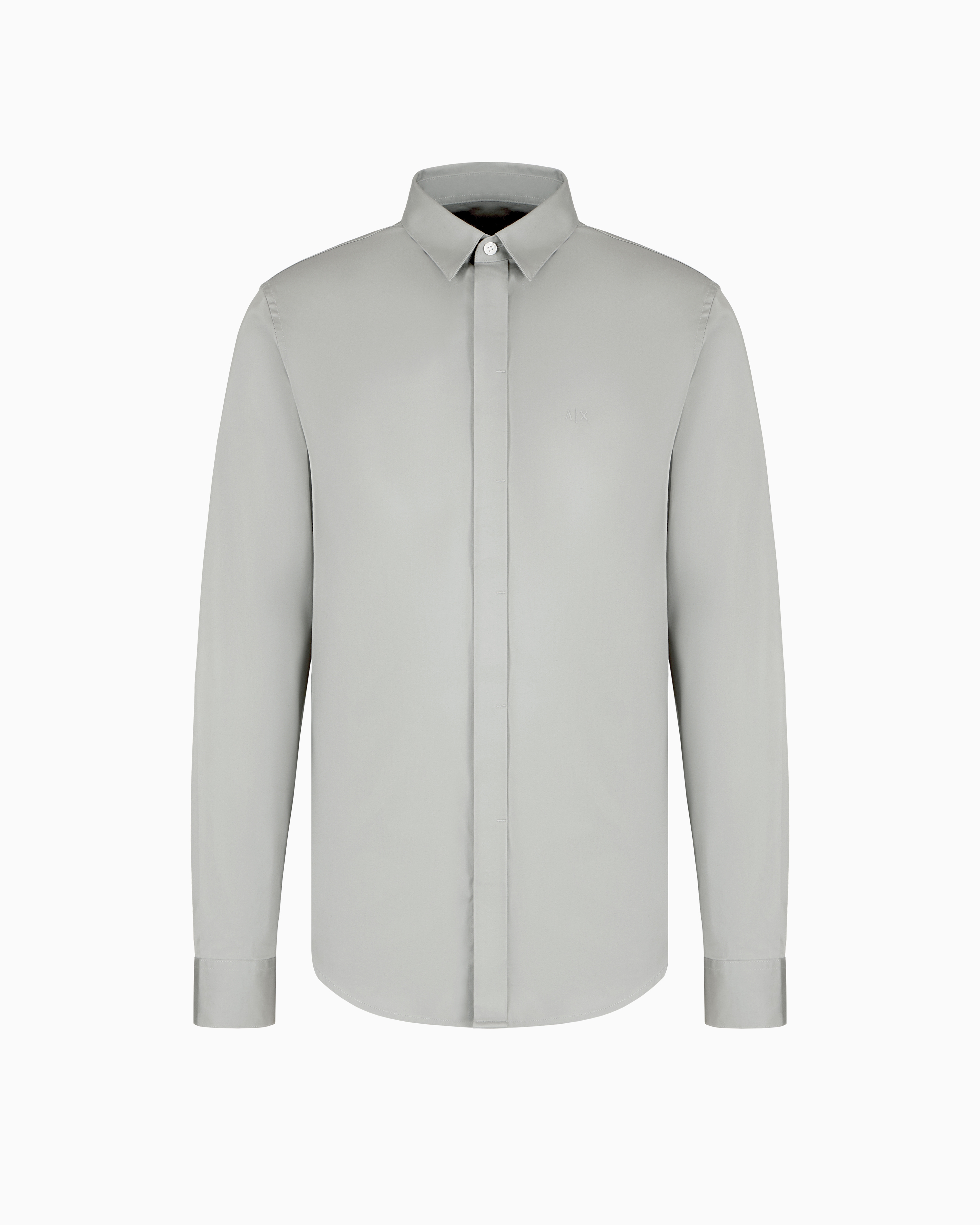 Armani Exchange Regular Fit Cotton Shirt In Grey