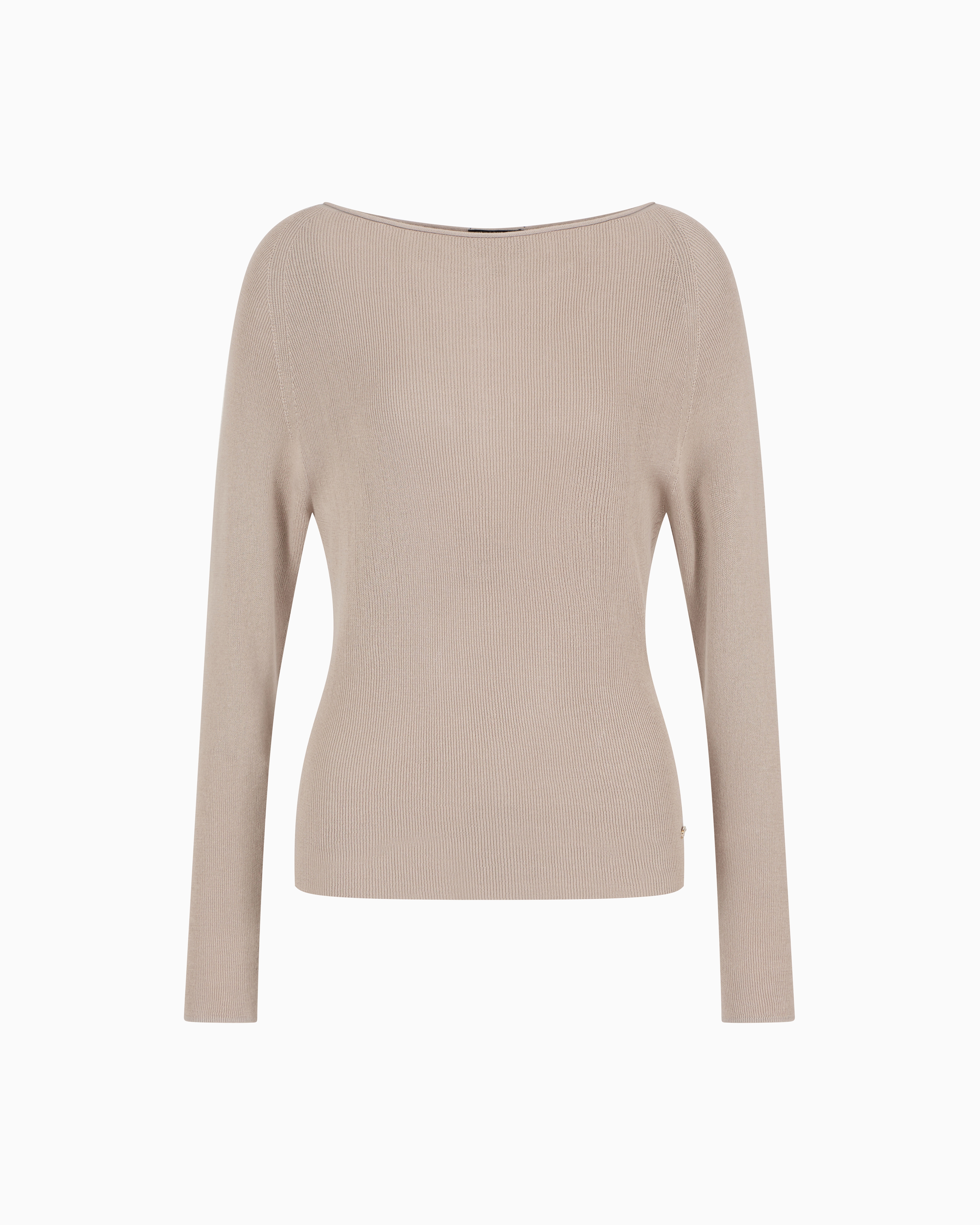 Emporio Armani Dawn To Dusk Ribbed Jumper In Beige