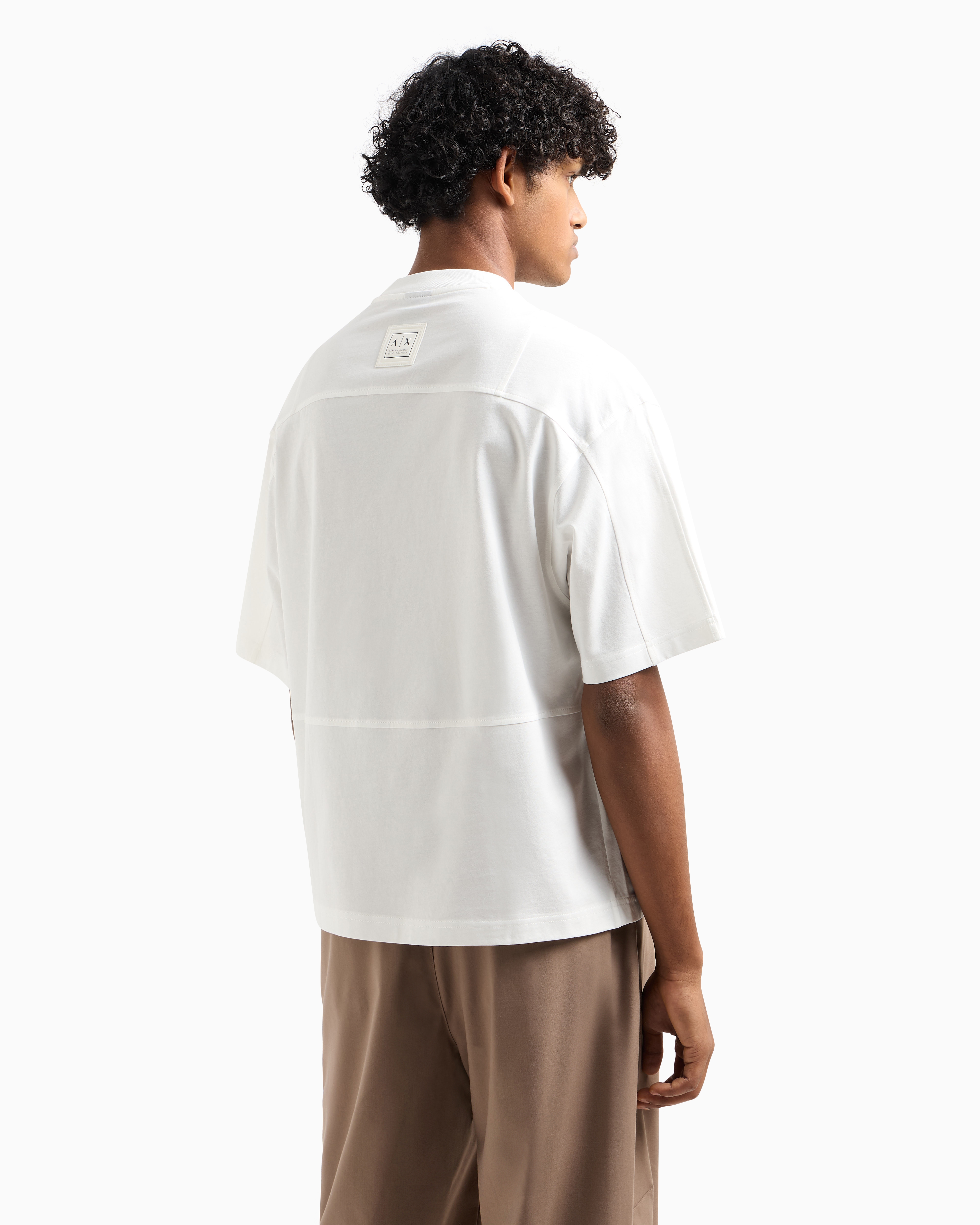 Armani Exchange - Mercerized cotton short-sleeved sweatshirt, Man, White, Size: XL