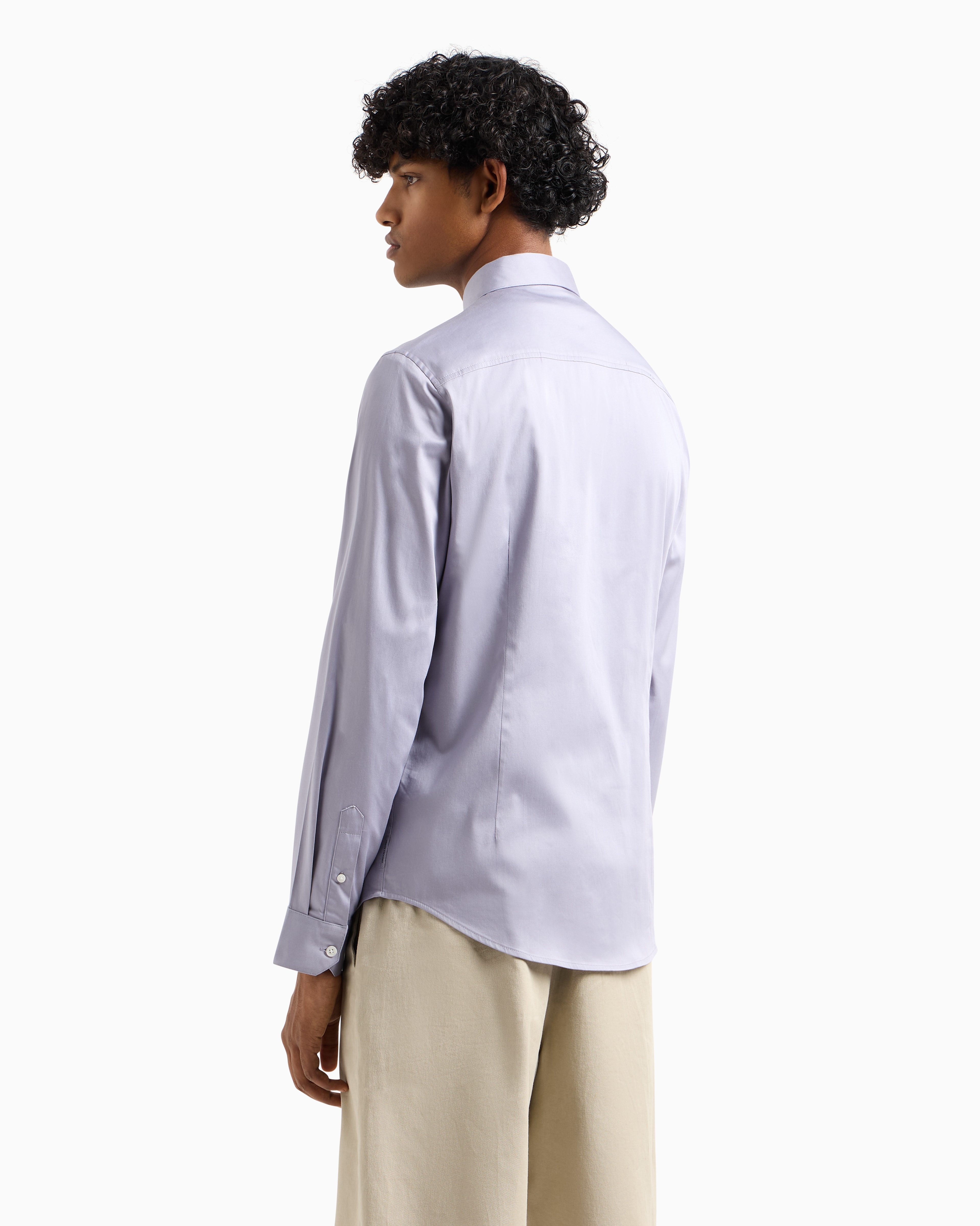Armani Exchange Regular Fit Cotton Shirt In Purple