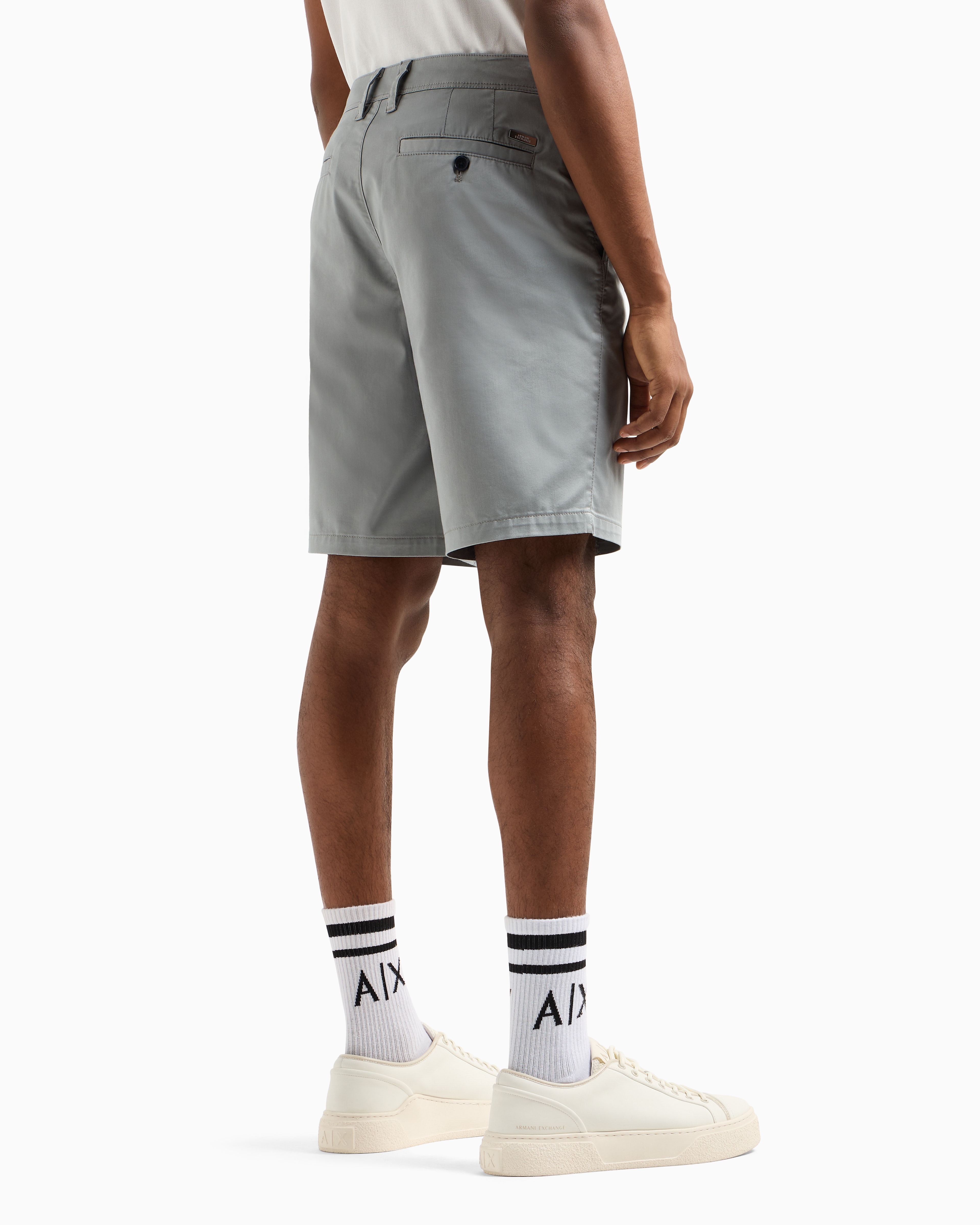 Armani Exchange Bermuda Shorts In Satin Stretch Fabric In Grey