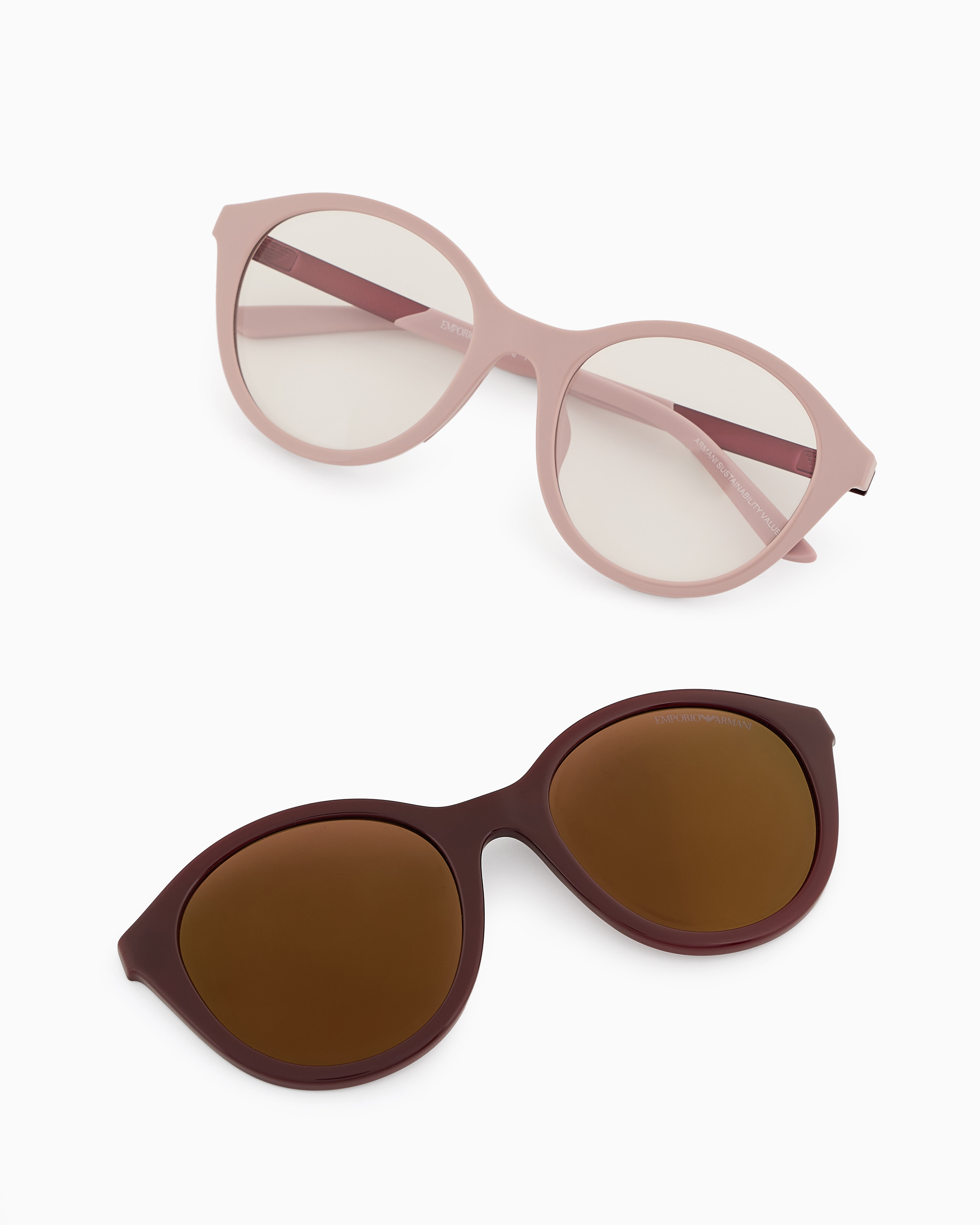Emporio Armani Round Sunglasses In Brown
