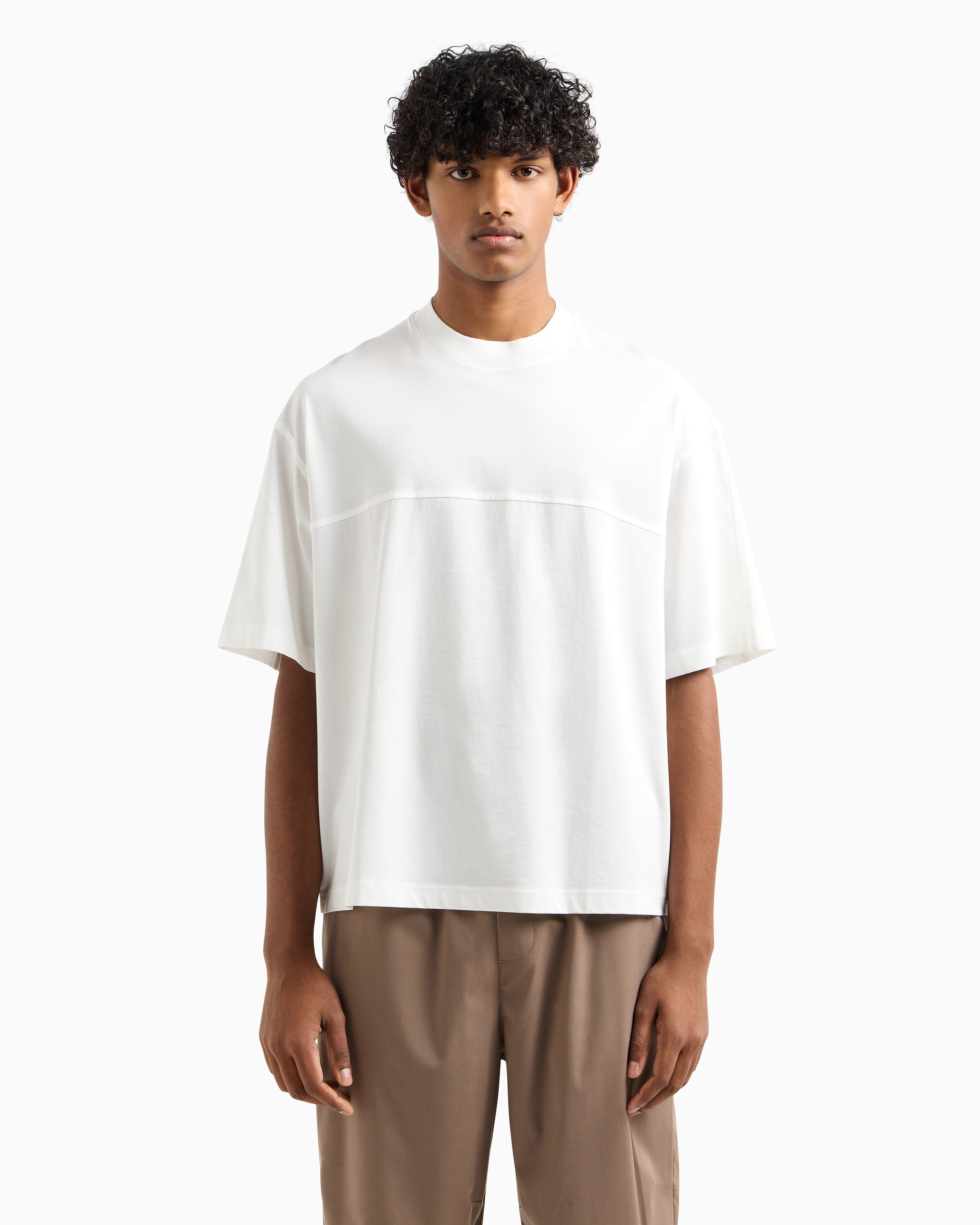 Armani Exchange - Mercerized cotton short-sleeved sweatshirt, Man, White, Size: XL