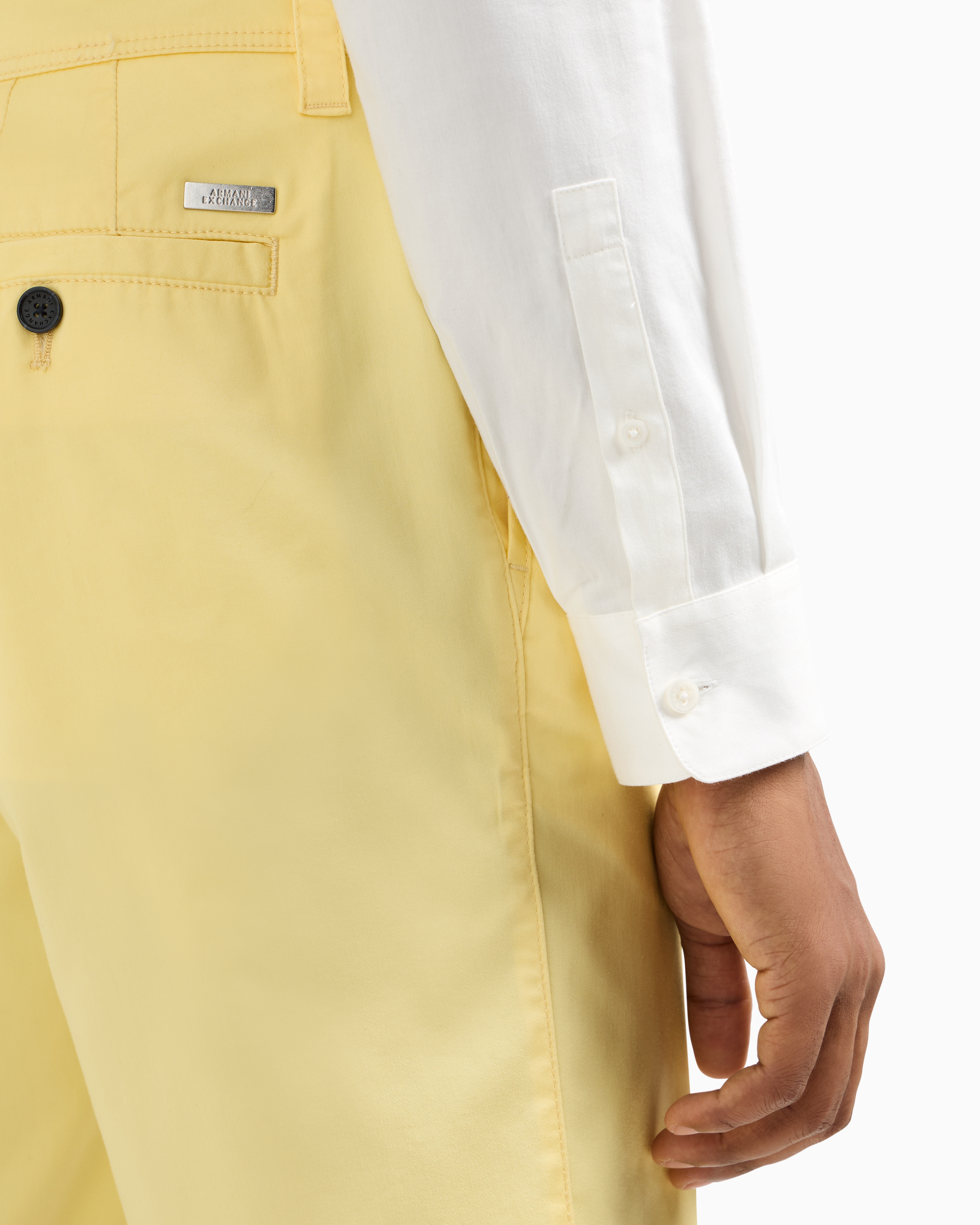 Armani Exchange Bermuda Shorts In Satin Stretch Fabric In Yellow