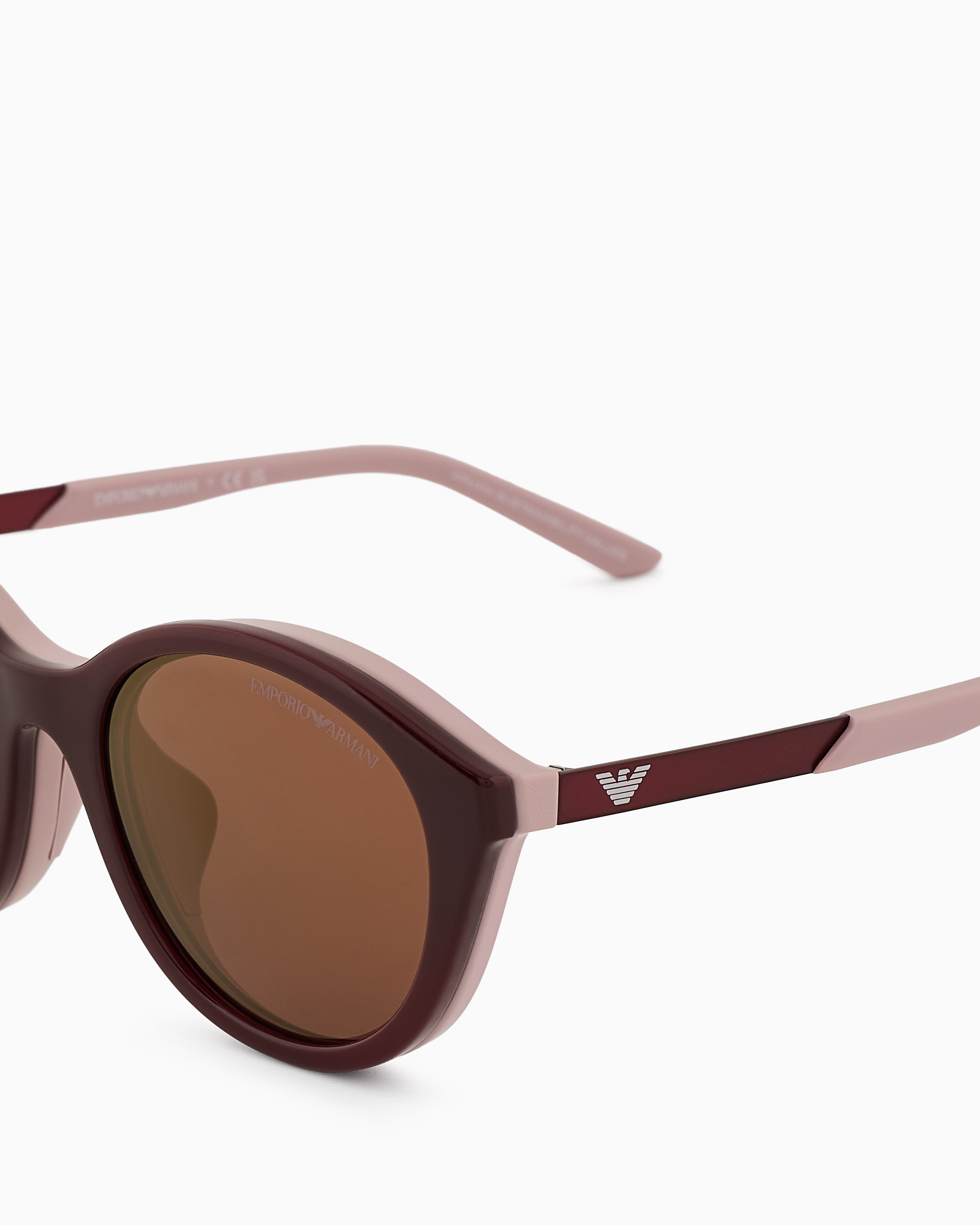 Emporio Armani Round Sunglasses In Brown