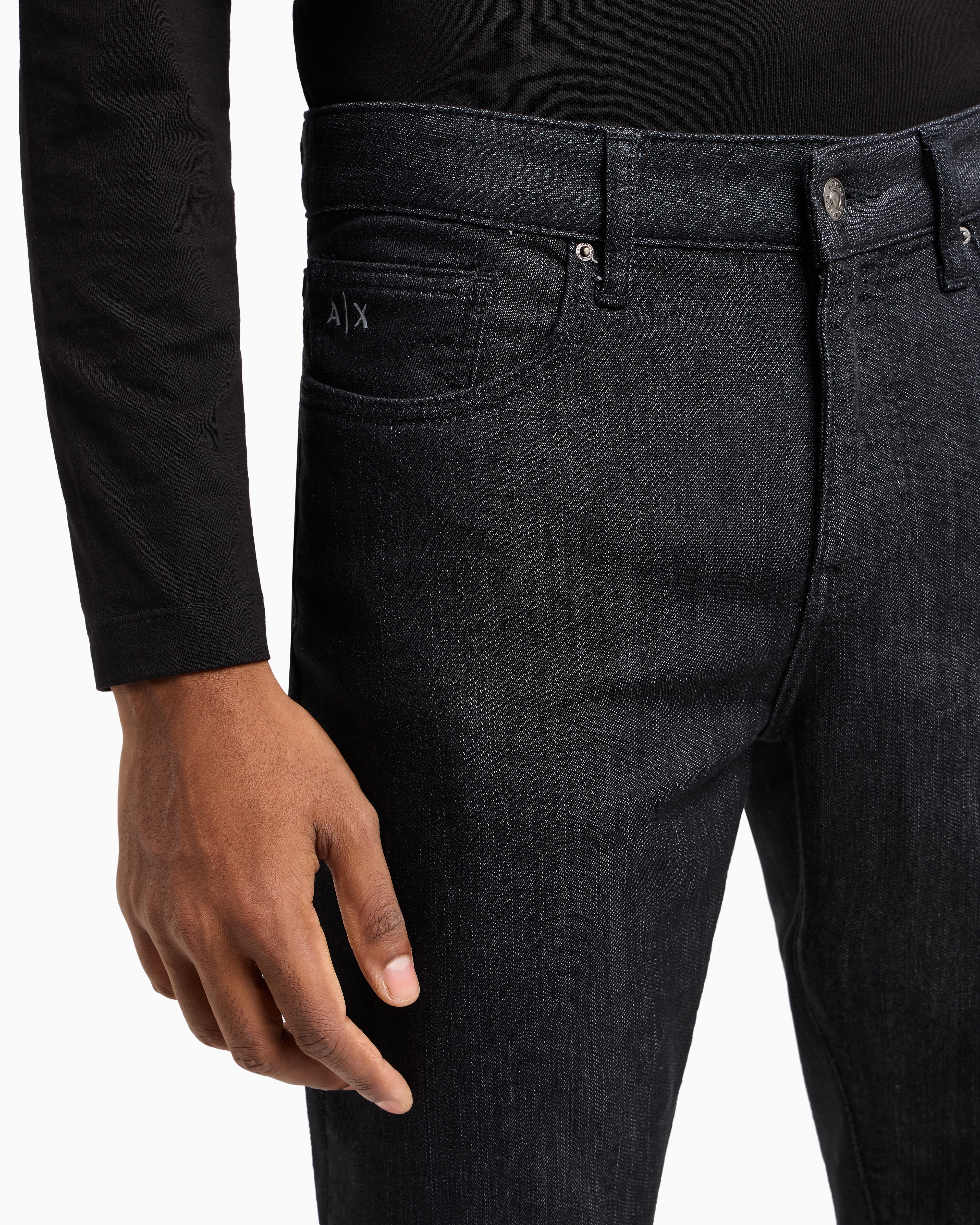 Armani Exchange - J14 skinny fit jeans stone washed cotton denim, Man, Black, Size: