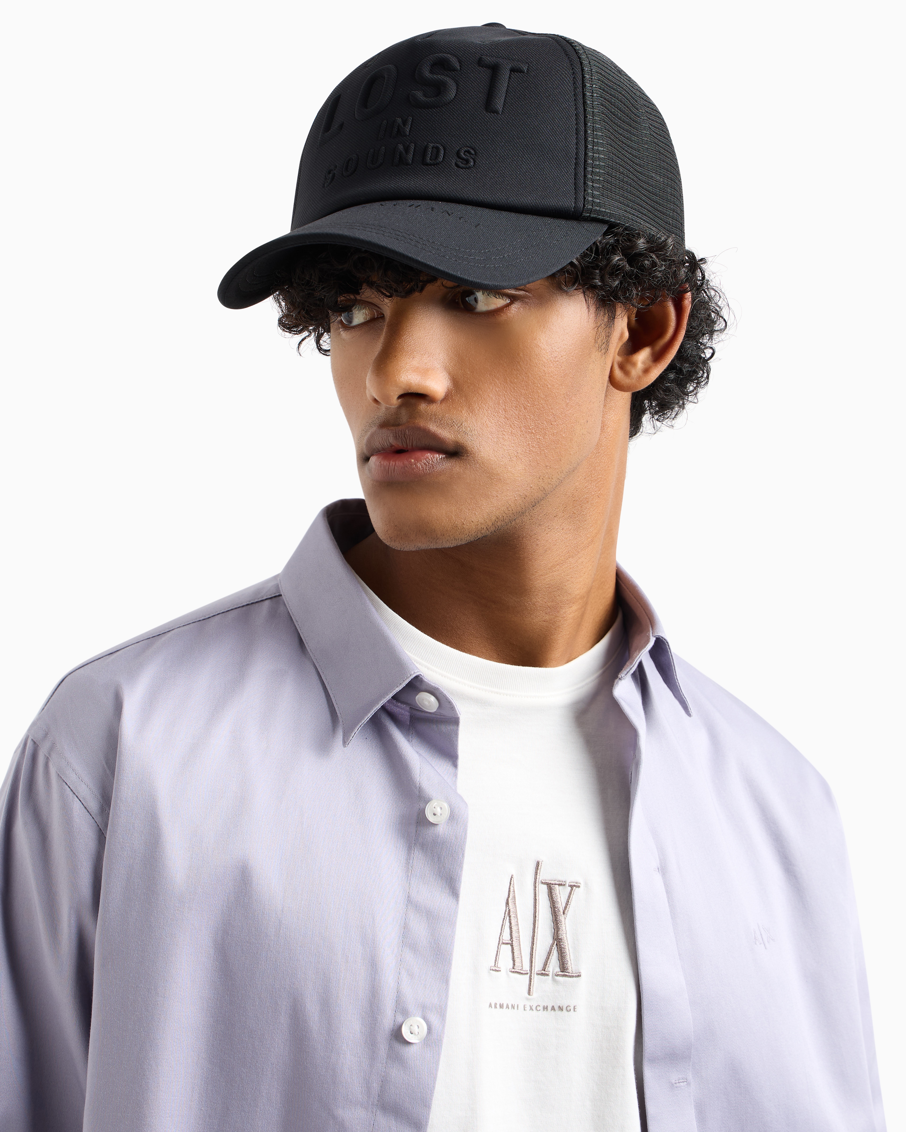 Armani Exchange - Hat with mesh insert, Man, Black, Size: TU