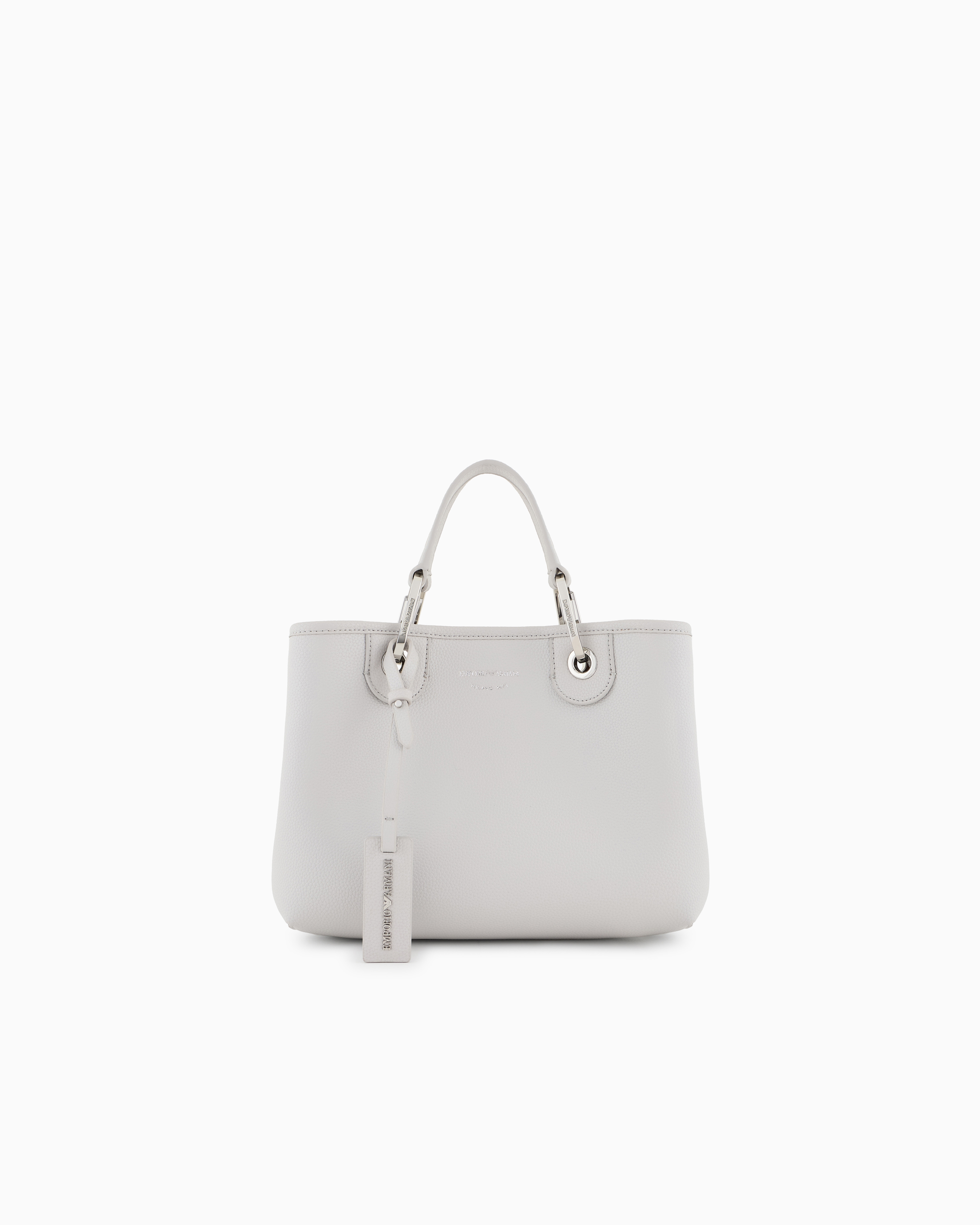 Emporio Armani Small Myea Shopper Bag With Deer Print In Grey