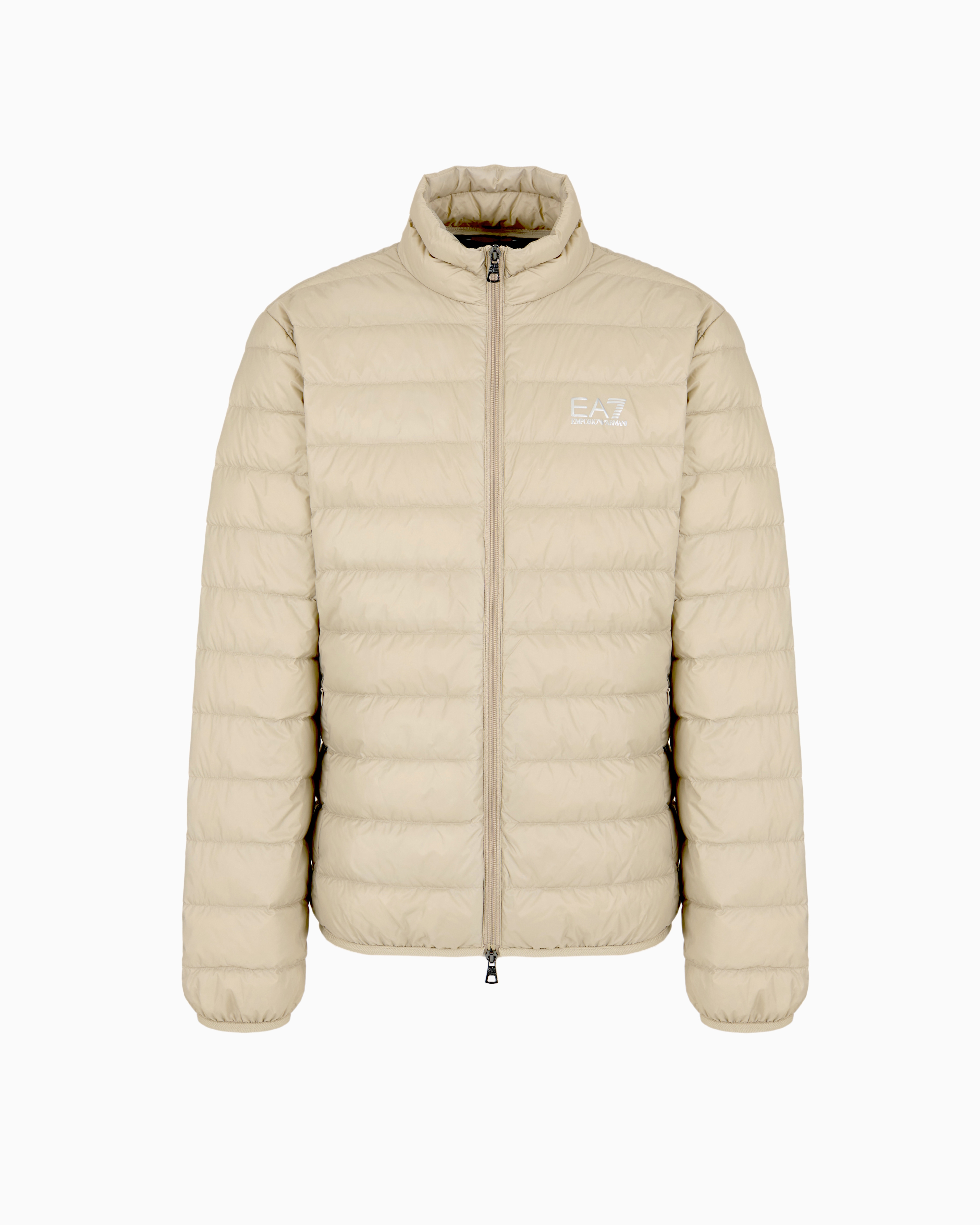 Ea7 Core Identity Packable Down Jacket In Beige