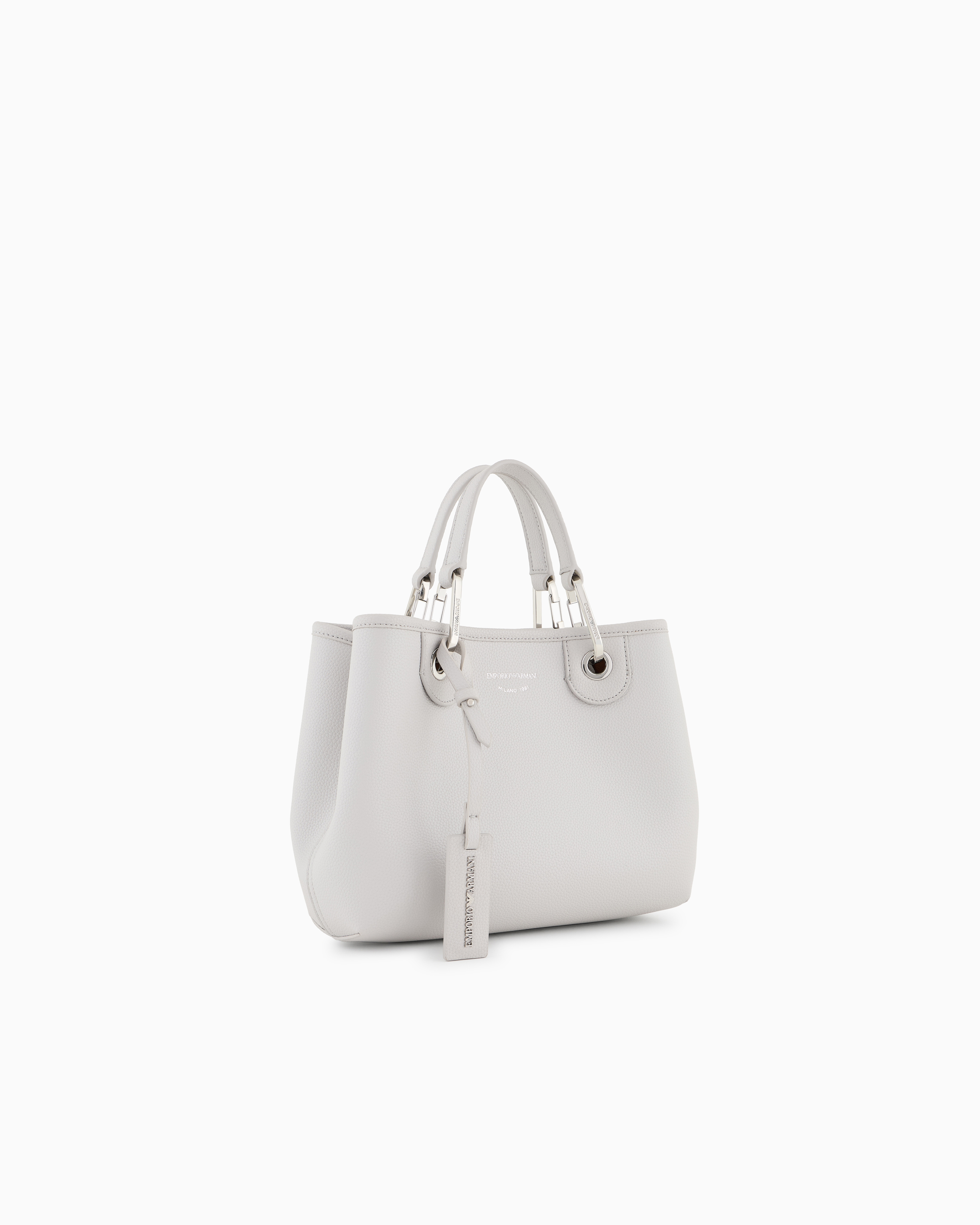 Emporio Armani Small Myea Shopper Bag With Deer Print In Grey
