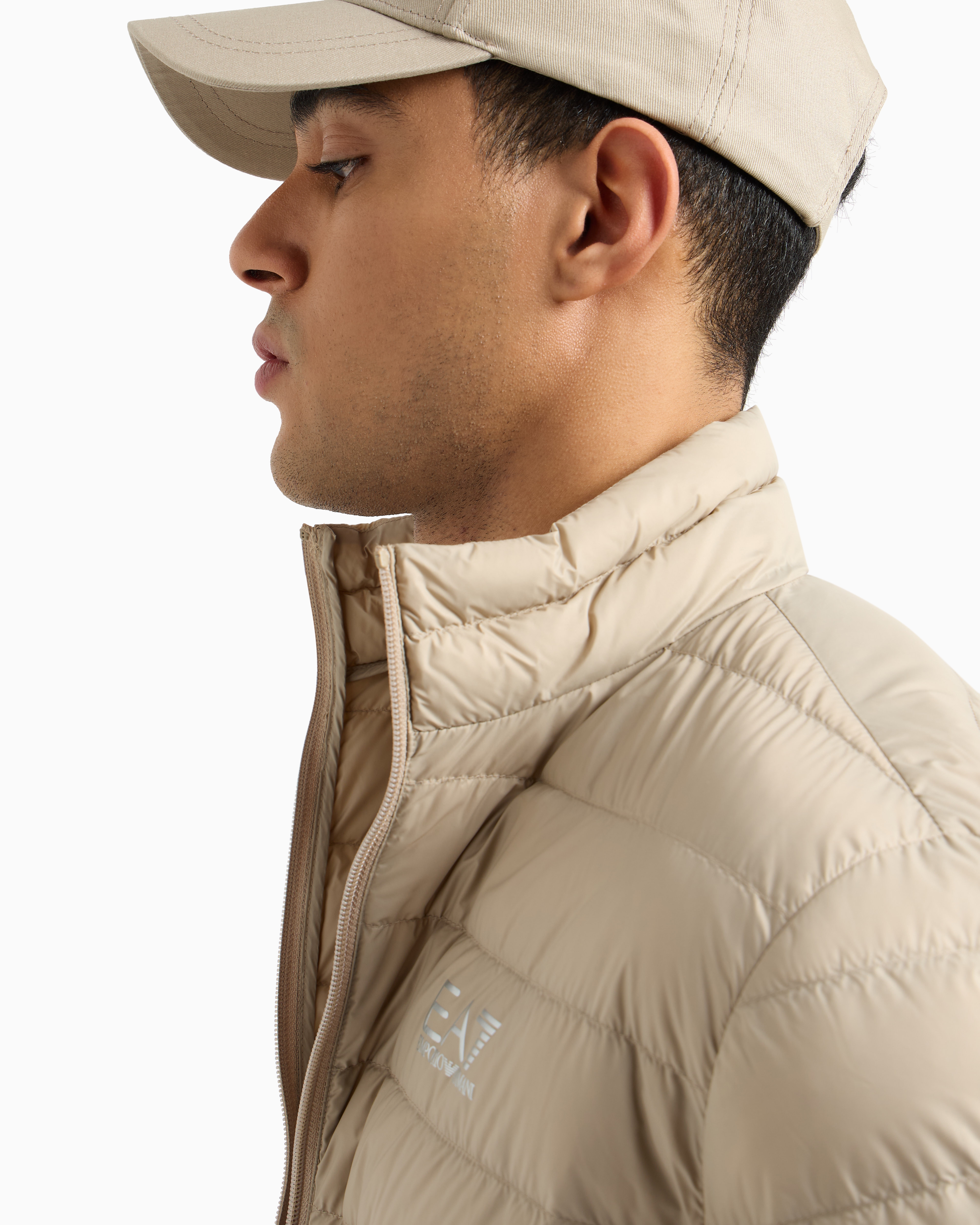 Ea7 Core Identity Packable Down Jacket In Beige